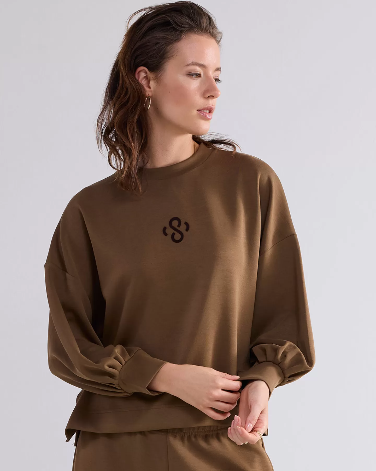 Truien & Vesten>Summum Boxy Sweatshirt Scuba Groen