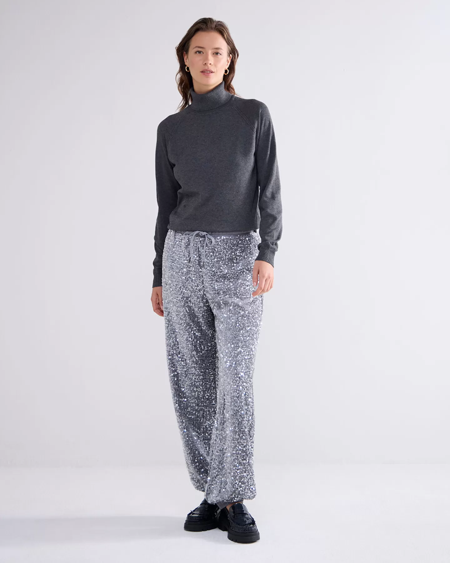 Broeken & Jumpsuits>Summum Broek Pailletten Velours Grijs