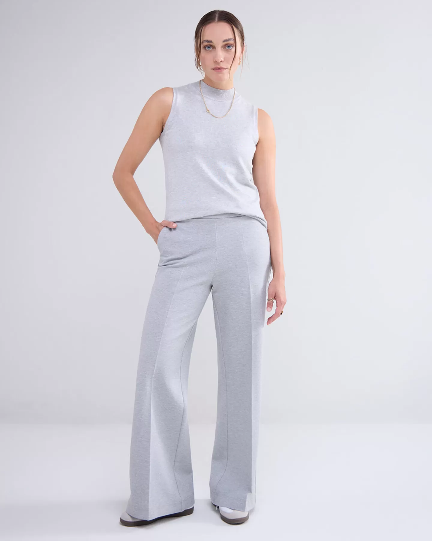 Broeken & Jumpsuits>Summum Broek Uitlopende Pijpen Grijs