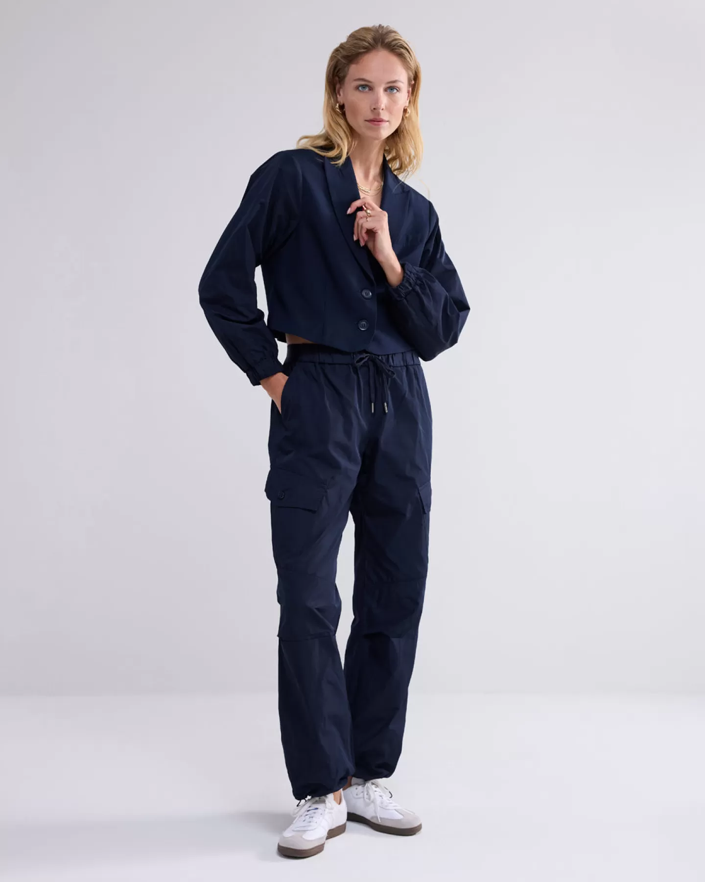 Broeken & Jumpsuits>Summum Cargo Broek Met Elastiek Blauw