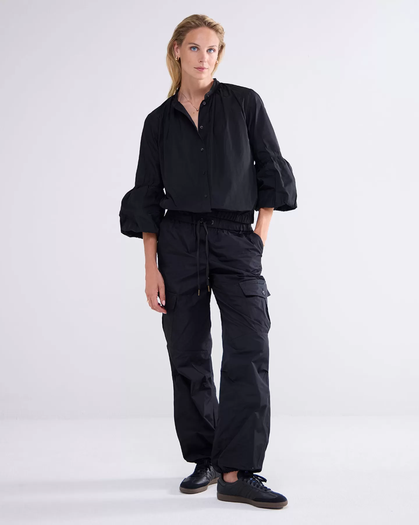 Broeken & Jumpsuits>Summum Cargo Broek Met Elastiek Zwart