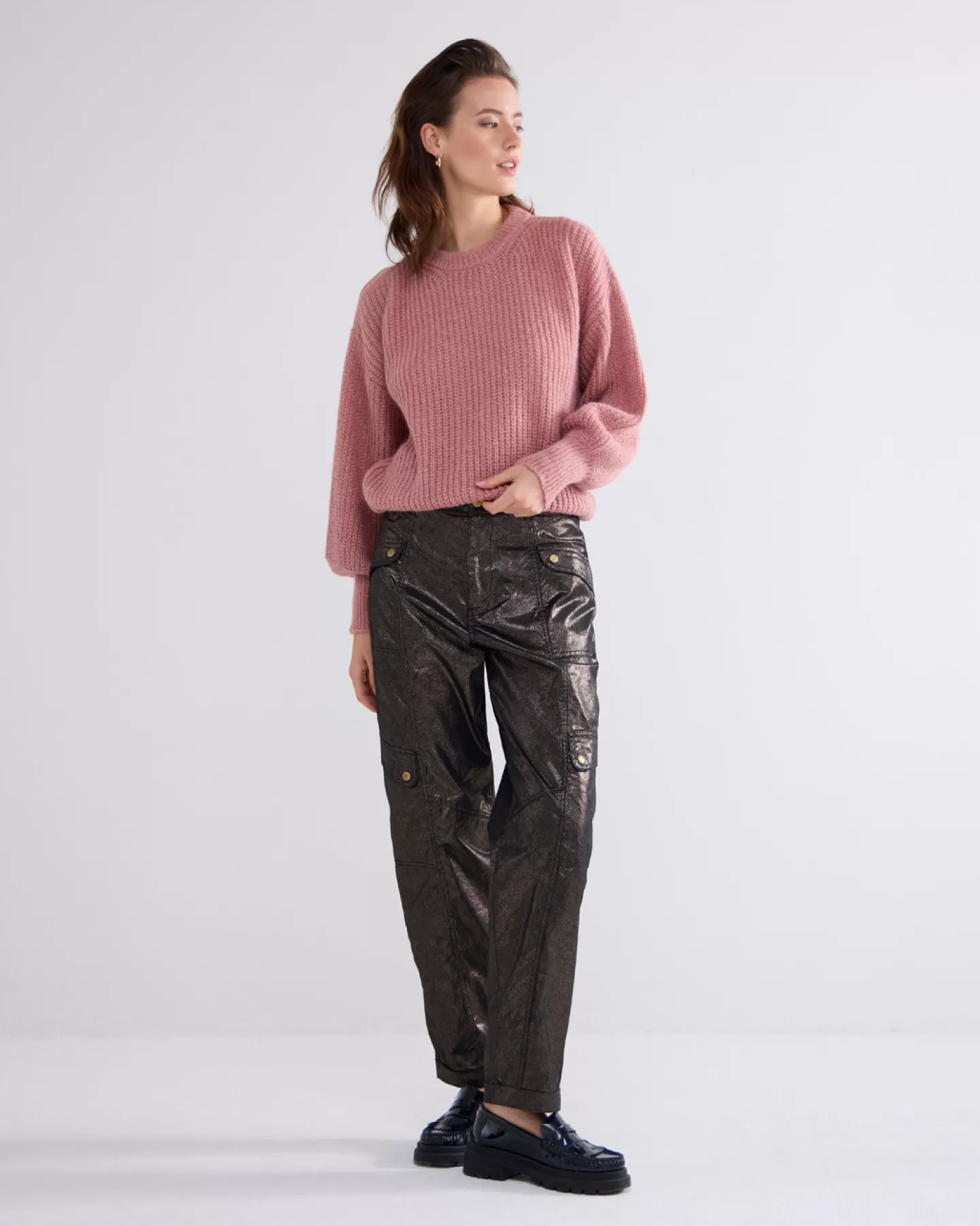 Broeken & Jumpsuits>Summum Cargobroek Foil Coating Geel