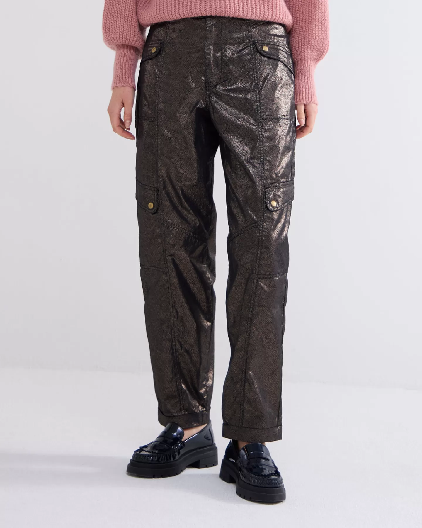 Broeken & Jumpsuits>Summum Cargobroek Foil Coating Geel