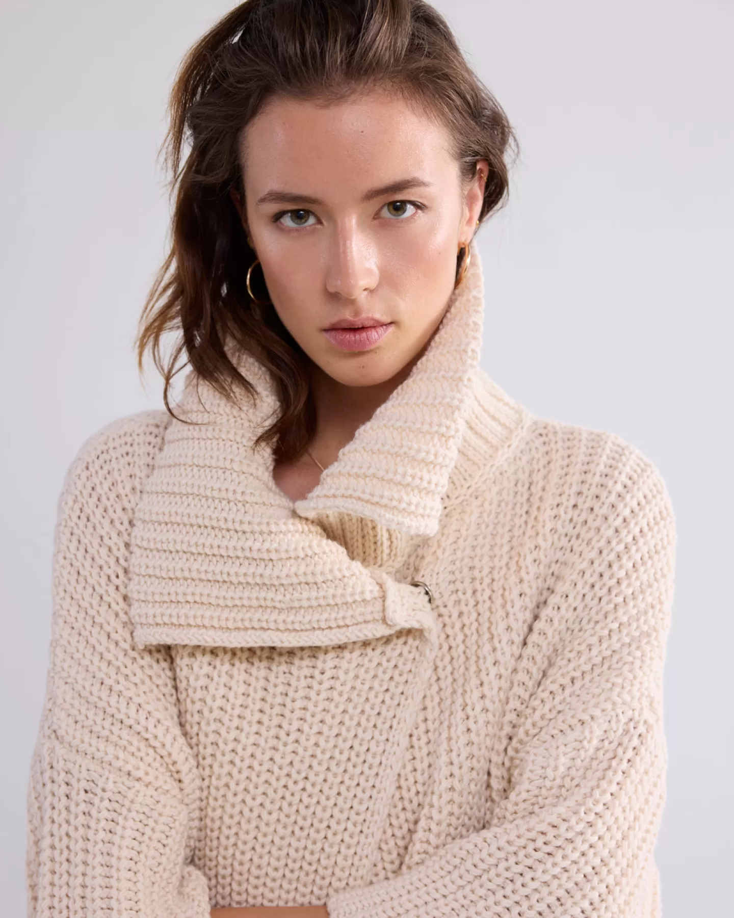 Truien & Vesten>Summum Chunky Gebreid Vest Crème