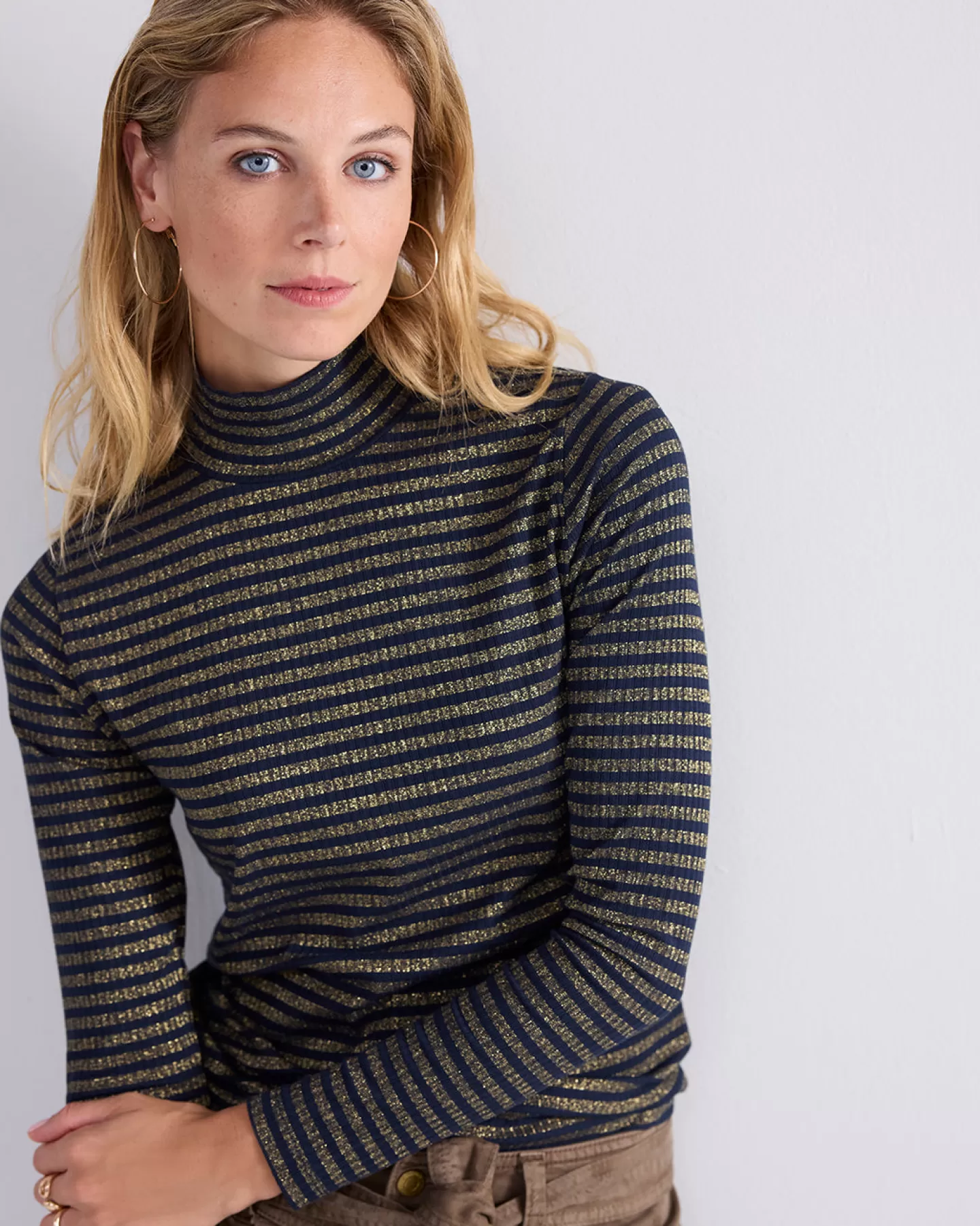 Truien & Vesten>Summum Coltruitje Met Lurex Rib Blauw