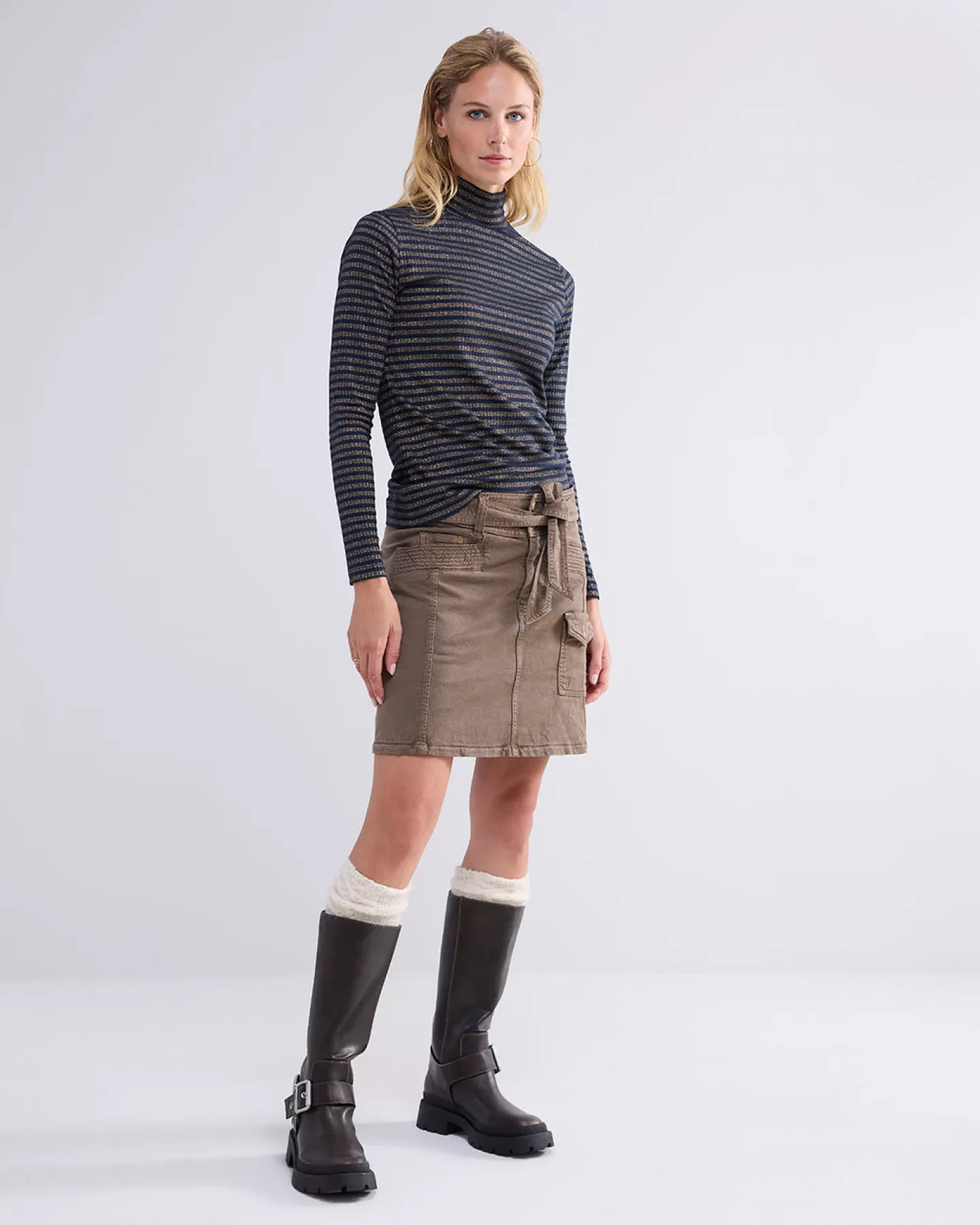 Truien & Vesten>Summum Coltruitje Met Lurex Rib Blauw