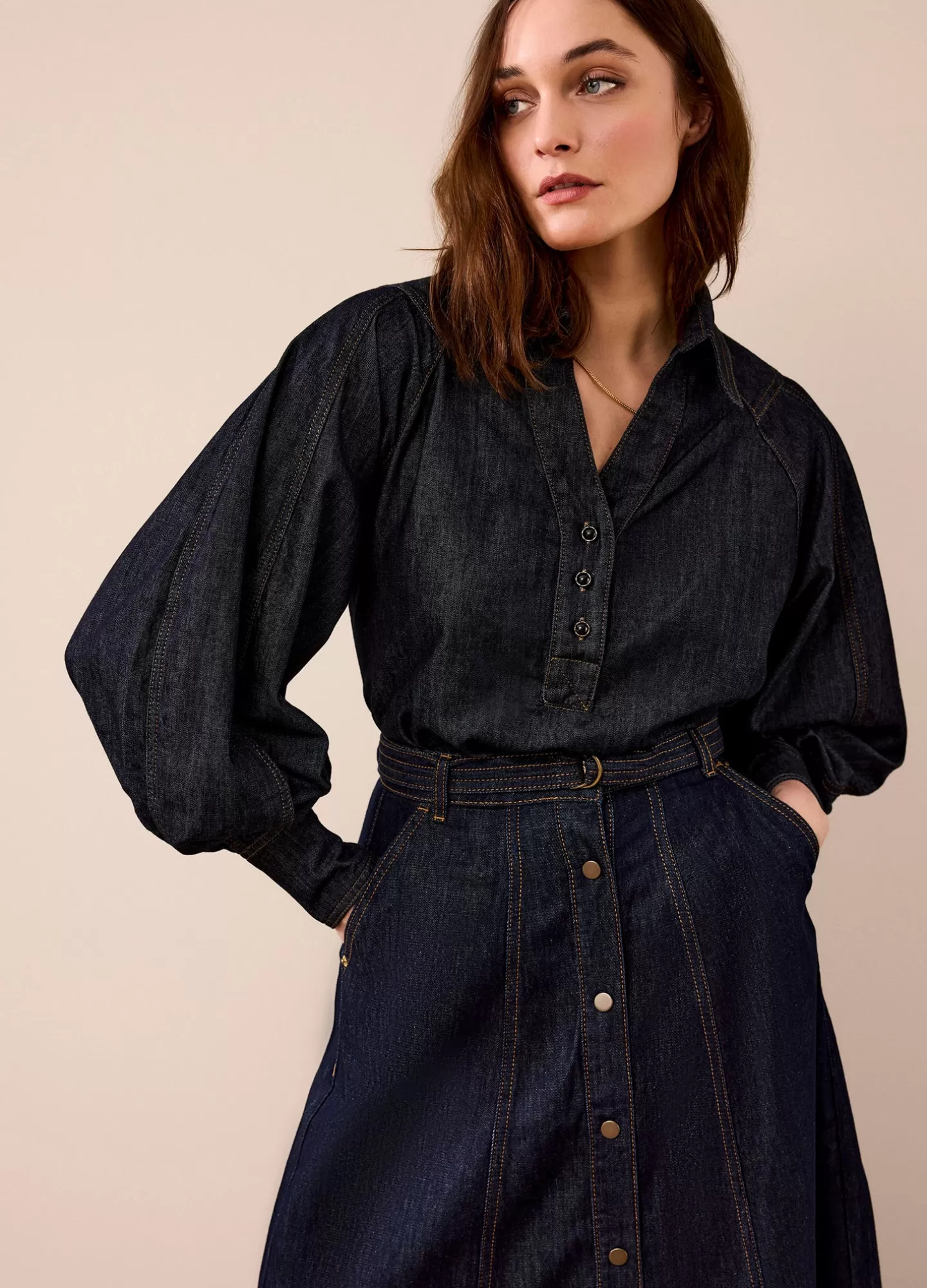Blouses>Summum Denim Blouse Blauw
