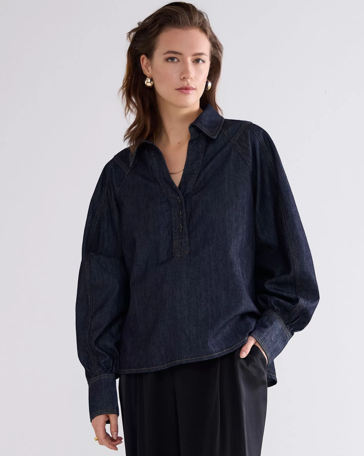 Blouses>Summum Denim Blouse Blauw