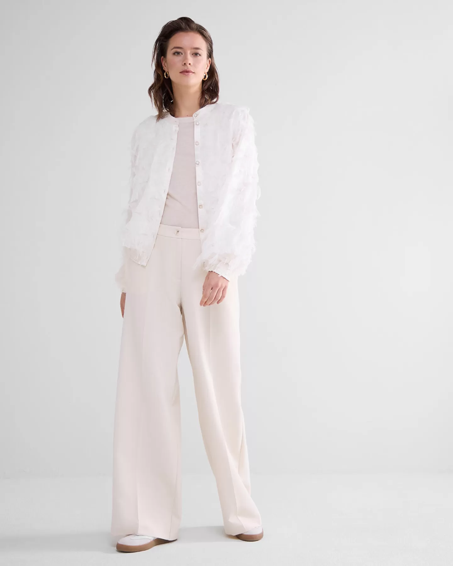 Blouses>Summum Fluffy Blouse Met Franjes Crème