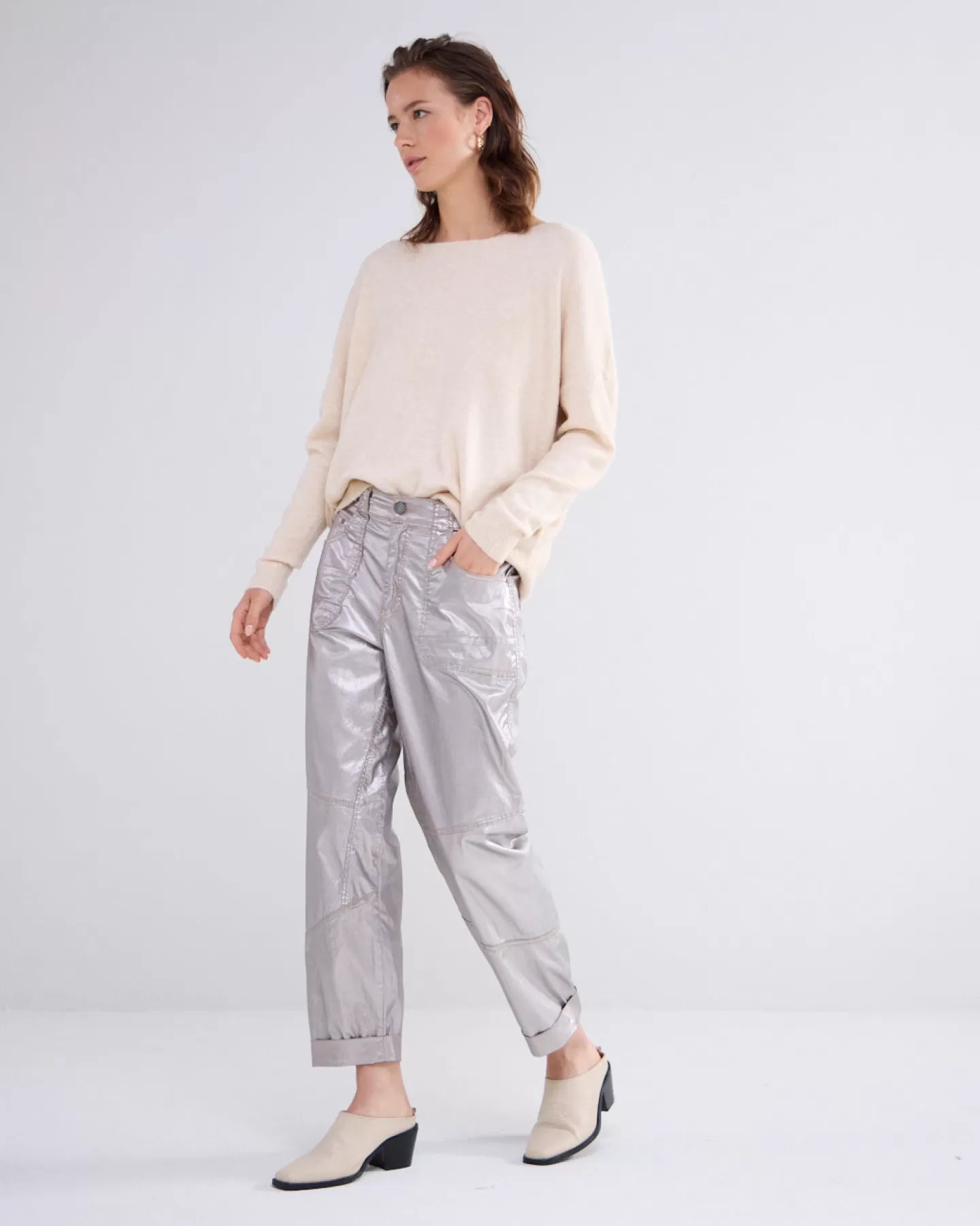 Broeken & Jumpsuits>Summum Foil Print Pants Grijs