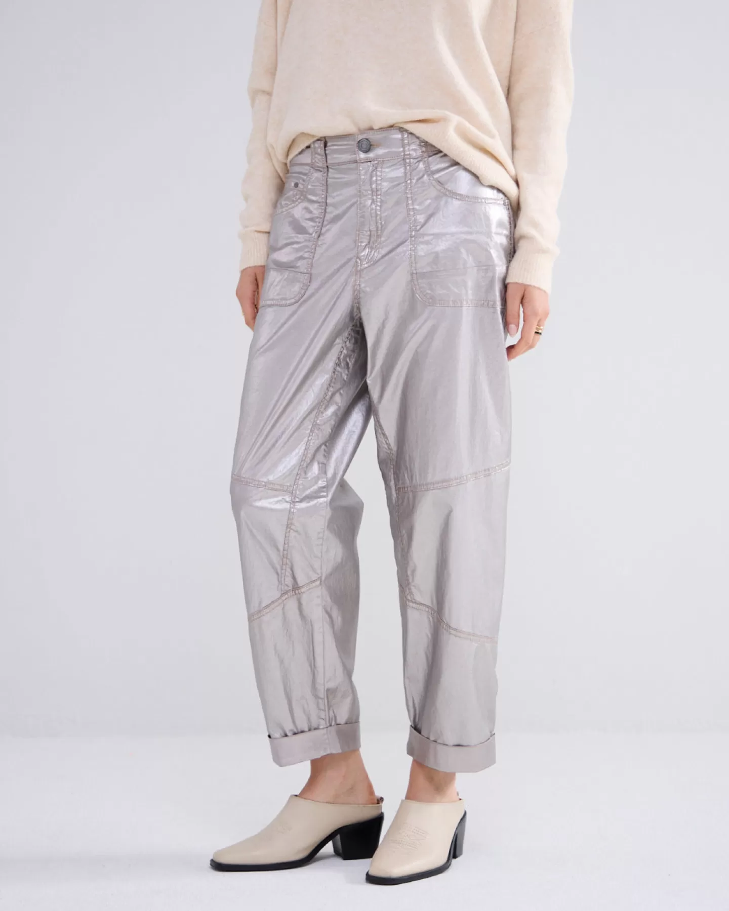 Broeken & Jumpsuits>Summum Foil Print Pants Grijs