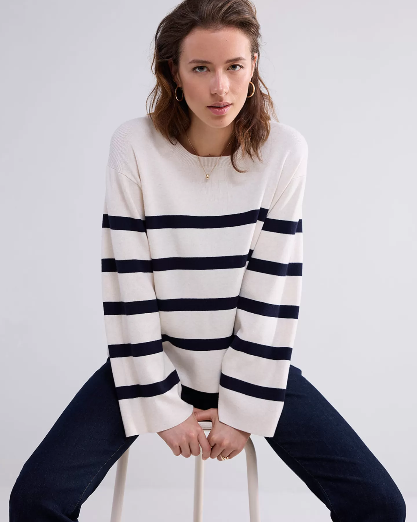 Truien & Vesten>Summum Gebreide Boxy Sweater Crème