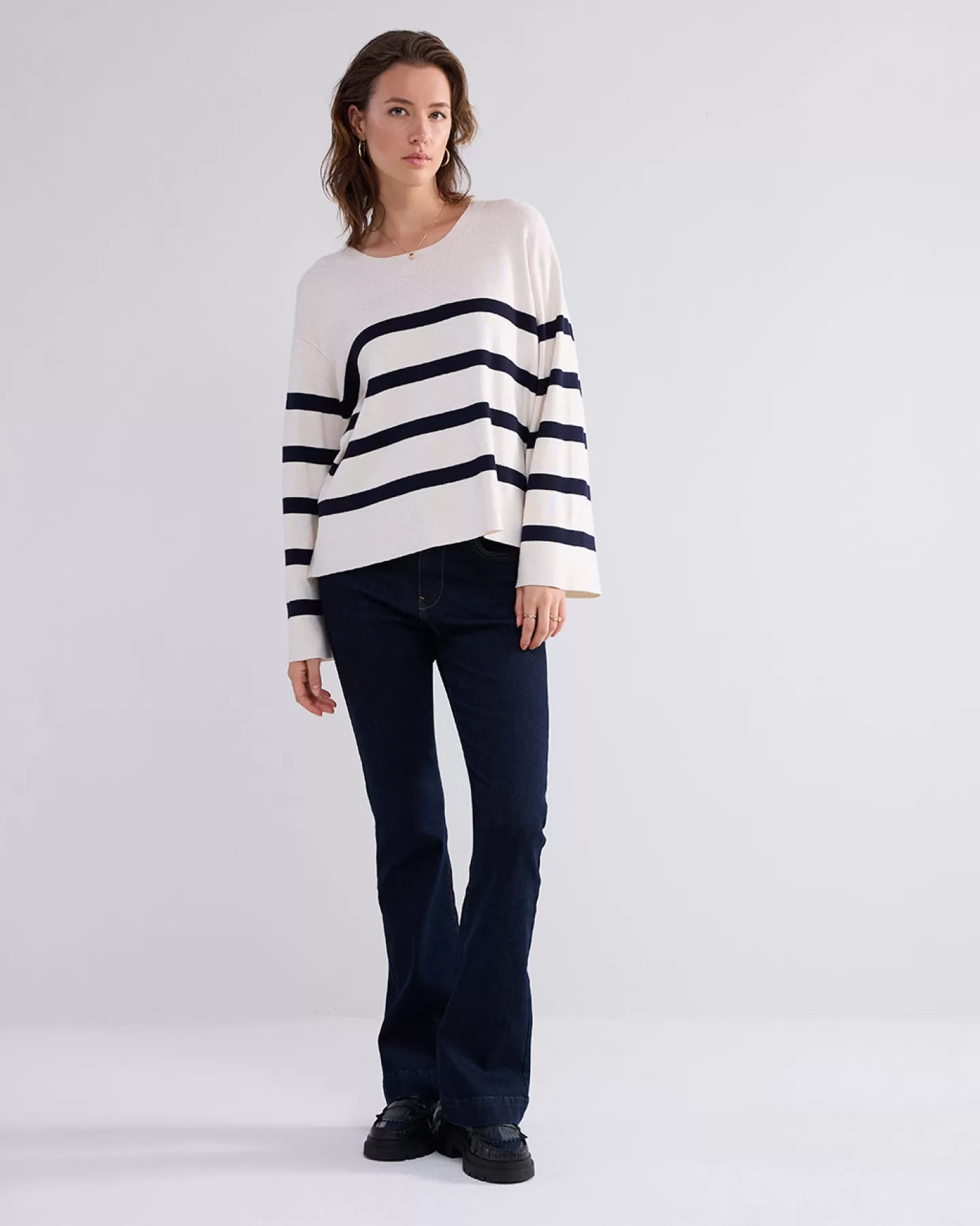 Truien & Vesten>Summum Gebreide Boxy Sweater Crème