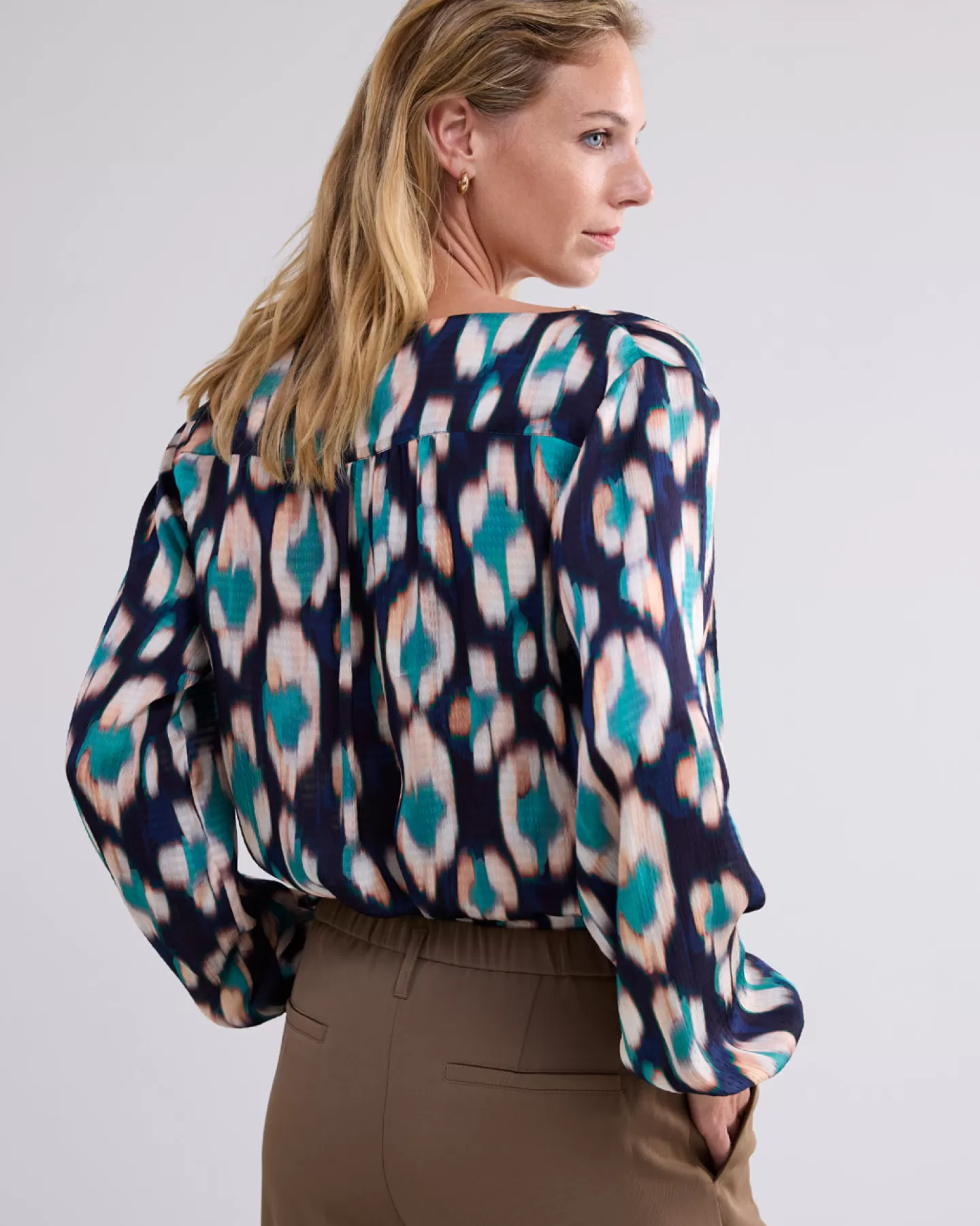 Blouses>Summum Ikat Top Watervalhals Blauw