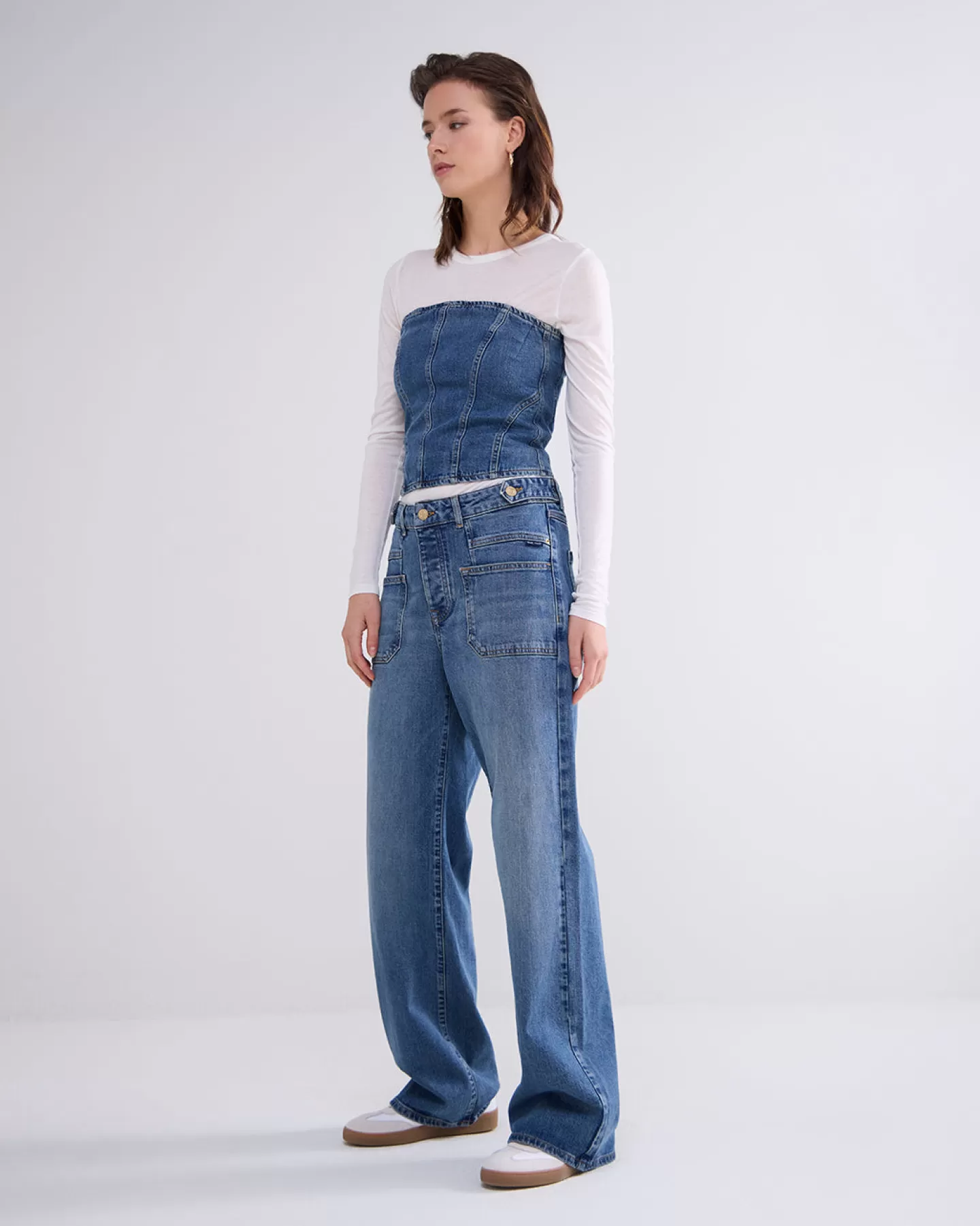 Broeken & Jumpsuits>Summum Jeans Wijde Pijpen Blauw
