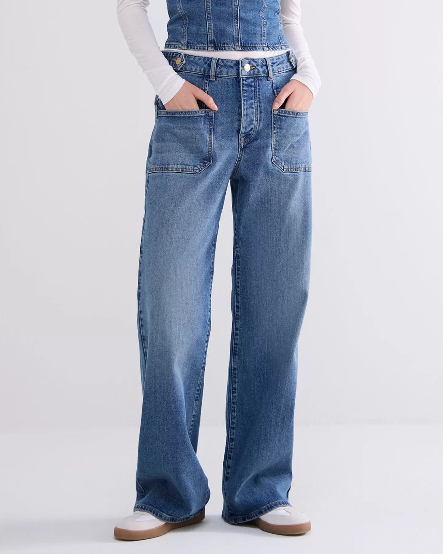 Broeken & Jumpsuits>Summum Jeans Wijde Pijpen Blauw