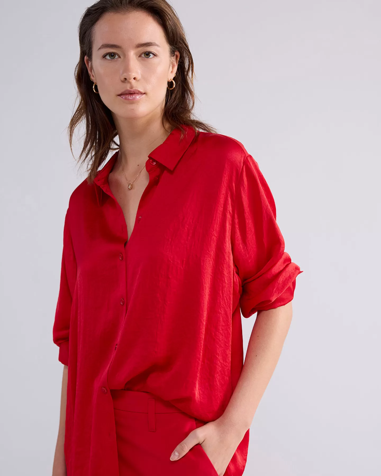 Blouses>Summum Klassiek Blouse Glanzend Rood