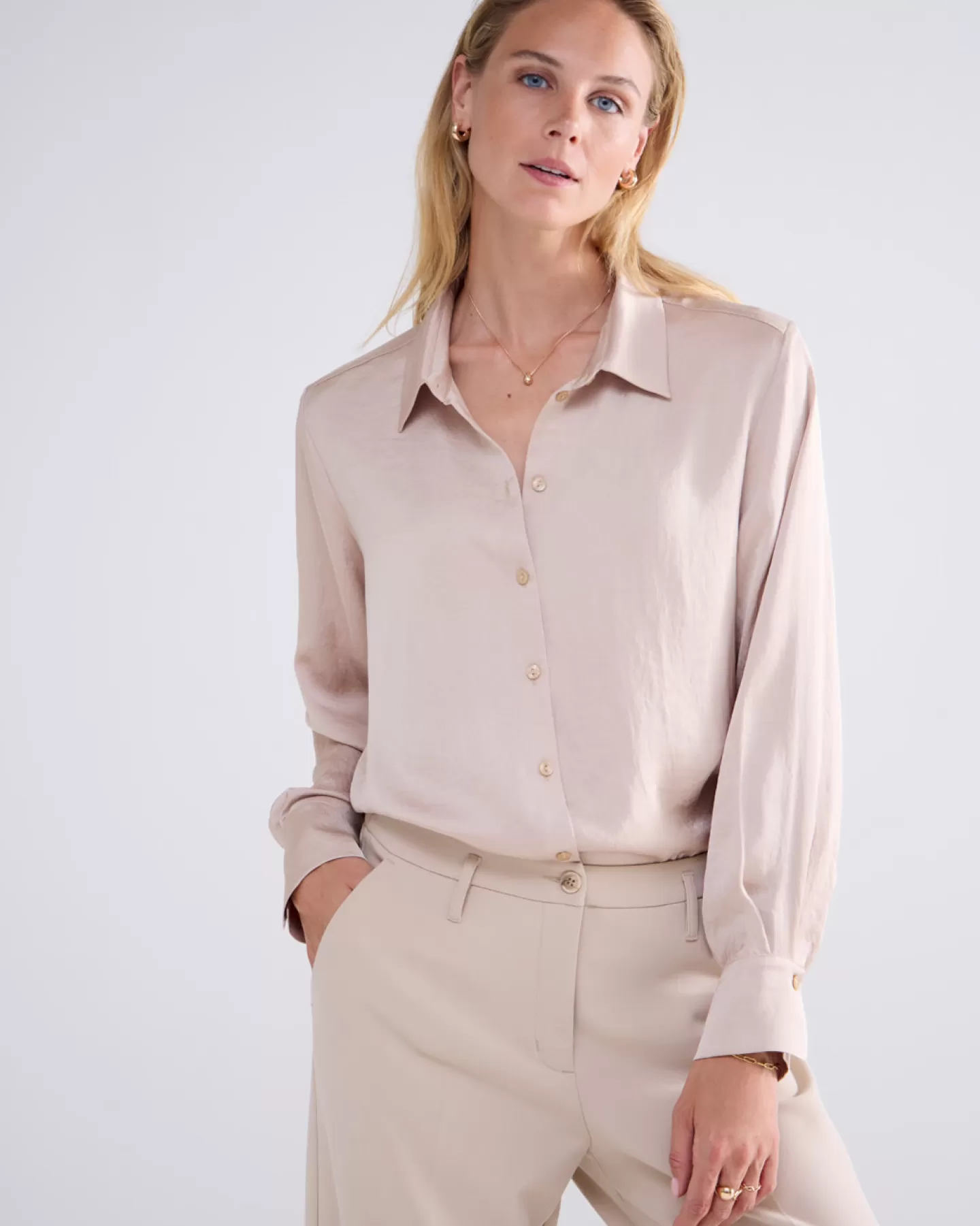 Blouses>Summum Klassiek Blouse Glanzend Crème