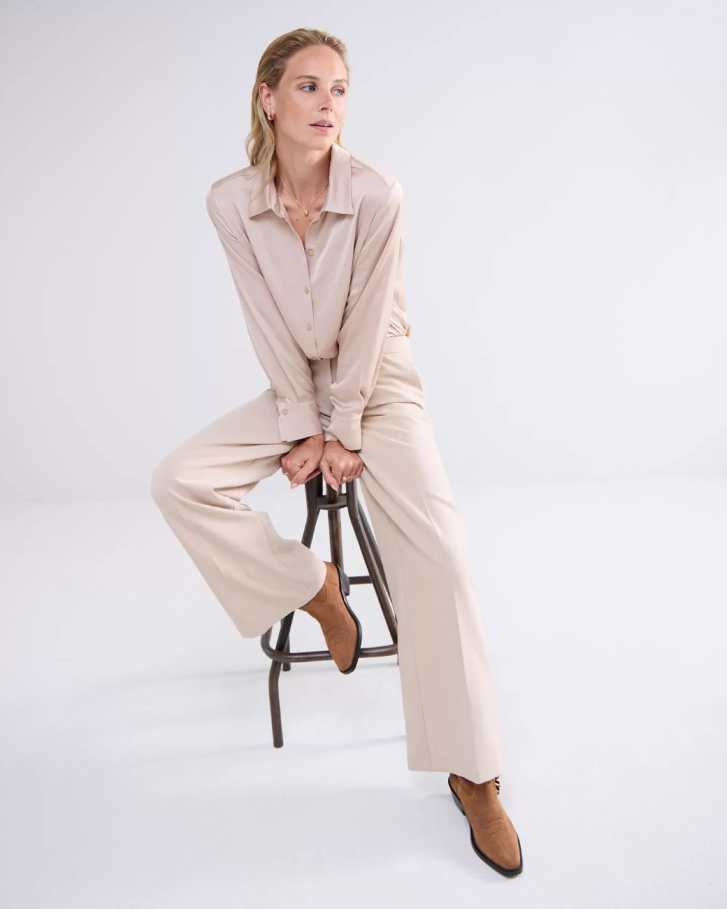 Blouses>Summum Klassiek Blouse Glanzend Crème