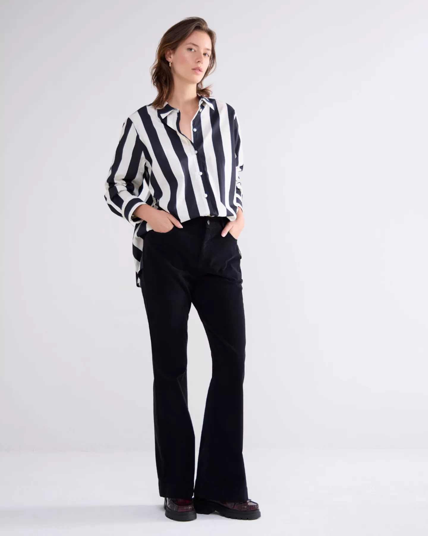 Blouses>Summum Klassieke Streepjesblouse Zwart