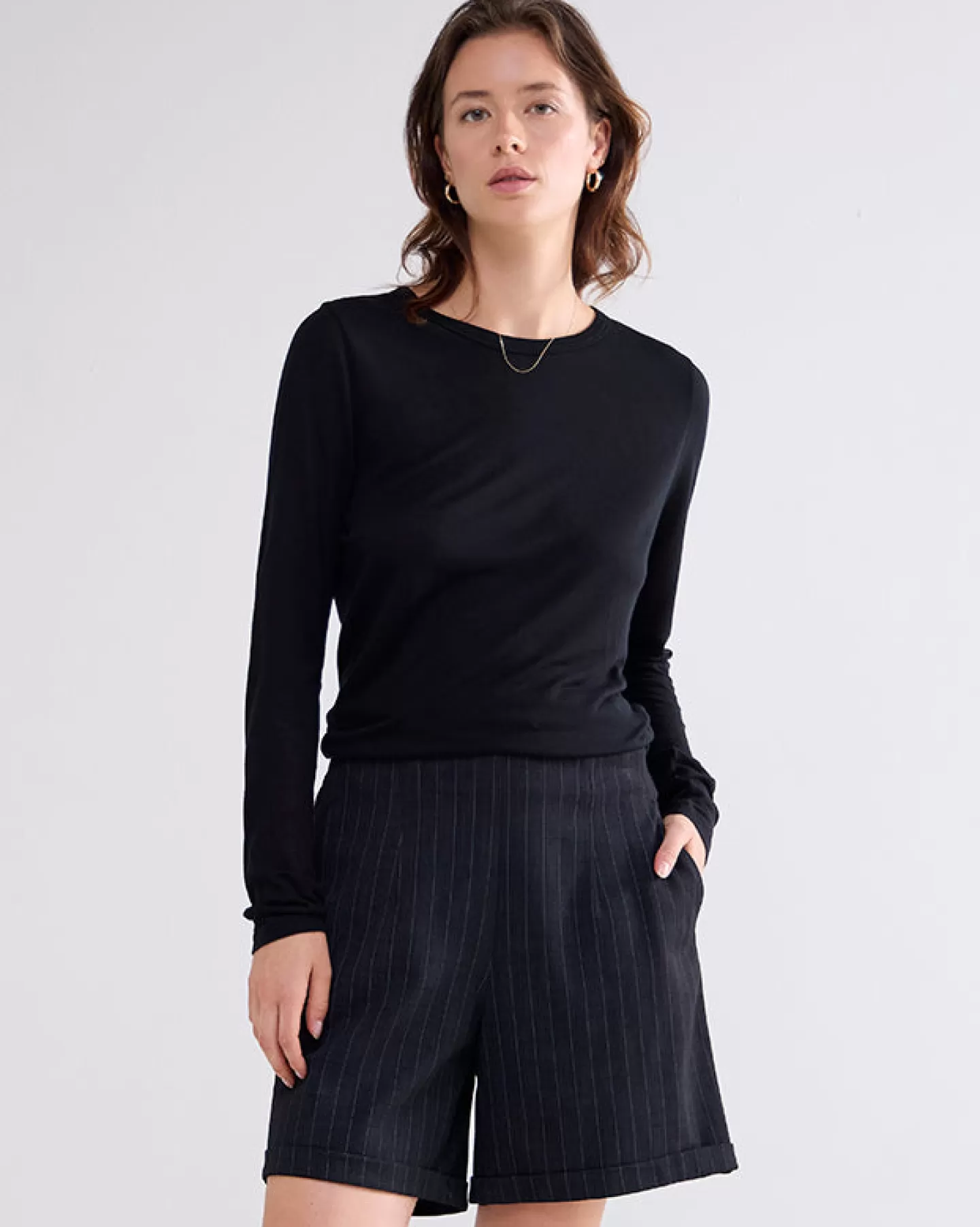 Broeken & Jumpsuits>Summum Krijtstreep Short Zwart