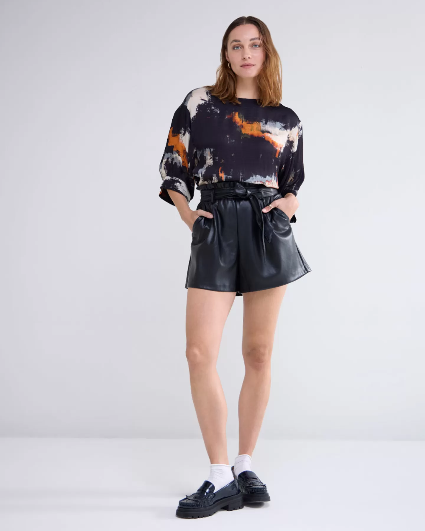Broeken & Jumpsuits>Summum Leerlook Short Zwart