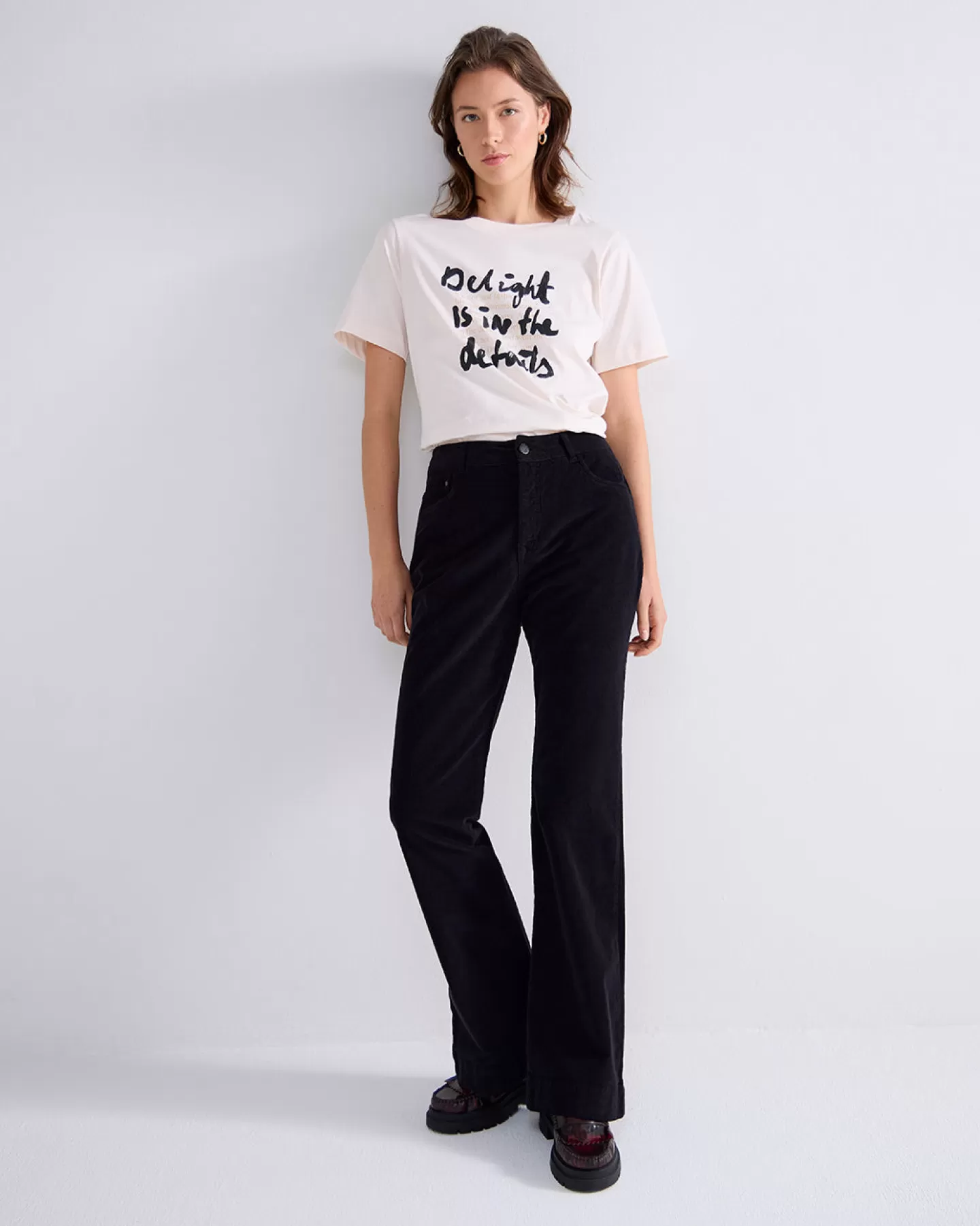 Broeken & Jumpsuits>Summum Lichte Flared Broek Zwart