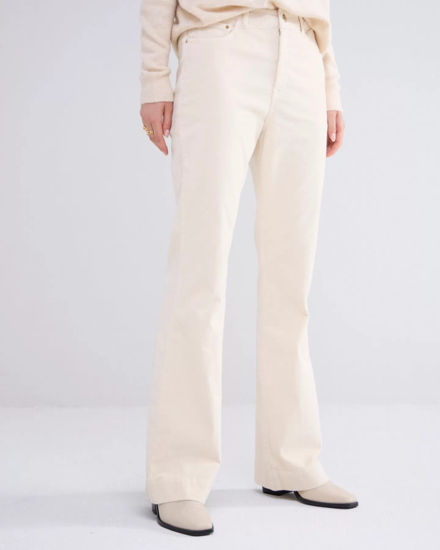 Broeken & Jumpsuits>Summum Lichte Flared Broek Crème