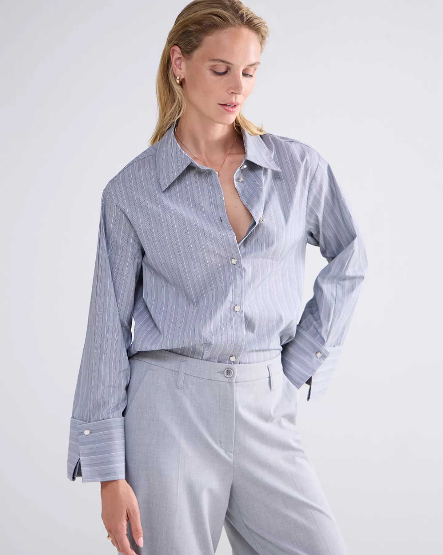 Blouses>Summum Losse Blouse Met Luxe Knopen Zwart