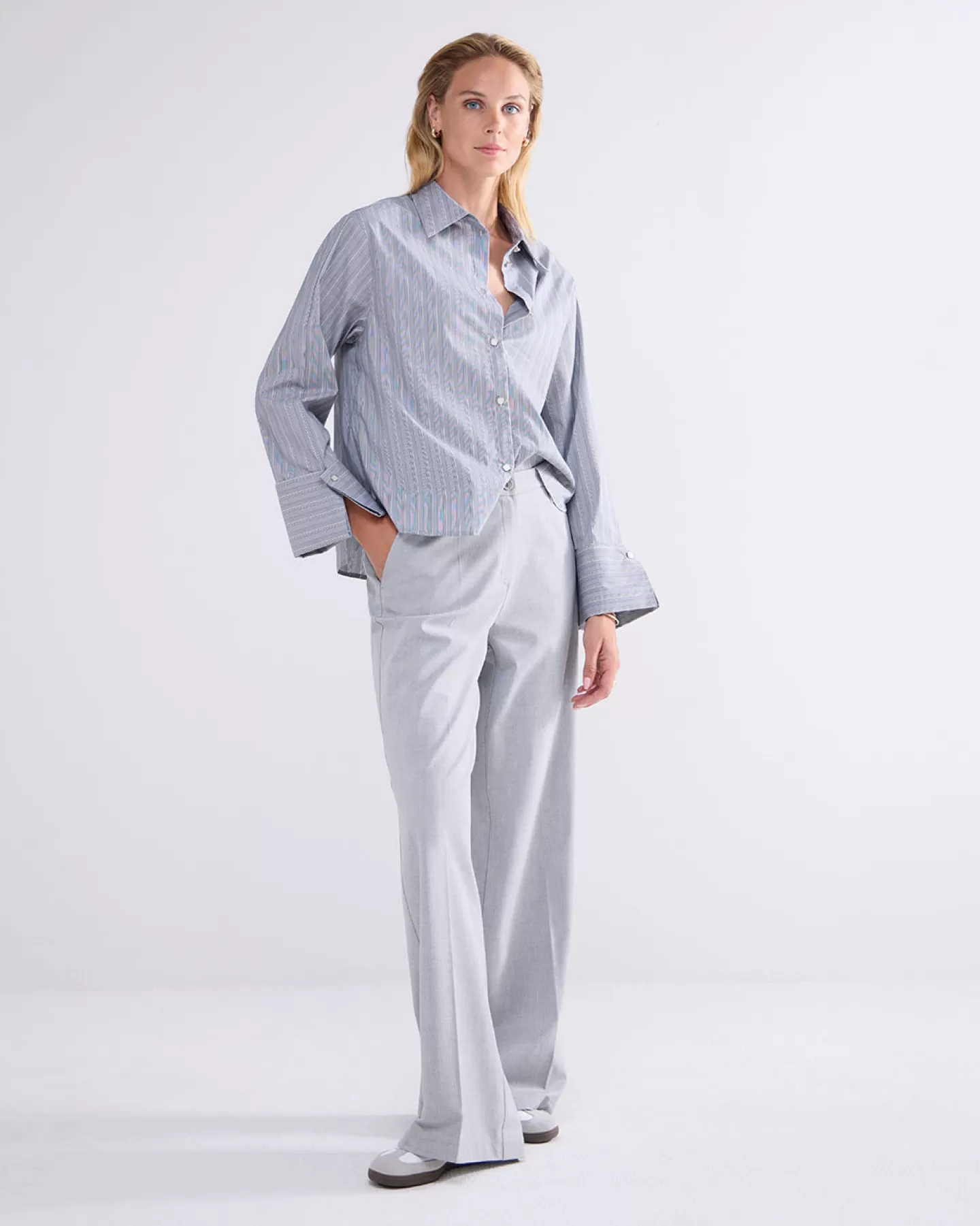 Blouses>Summum Losse Blouse Met Luxe Knopen Zwart