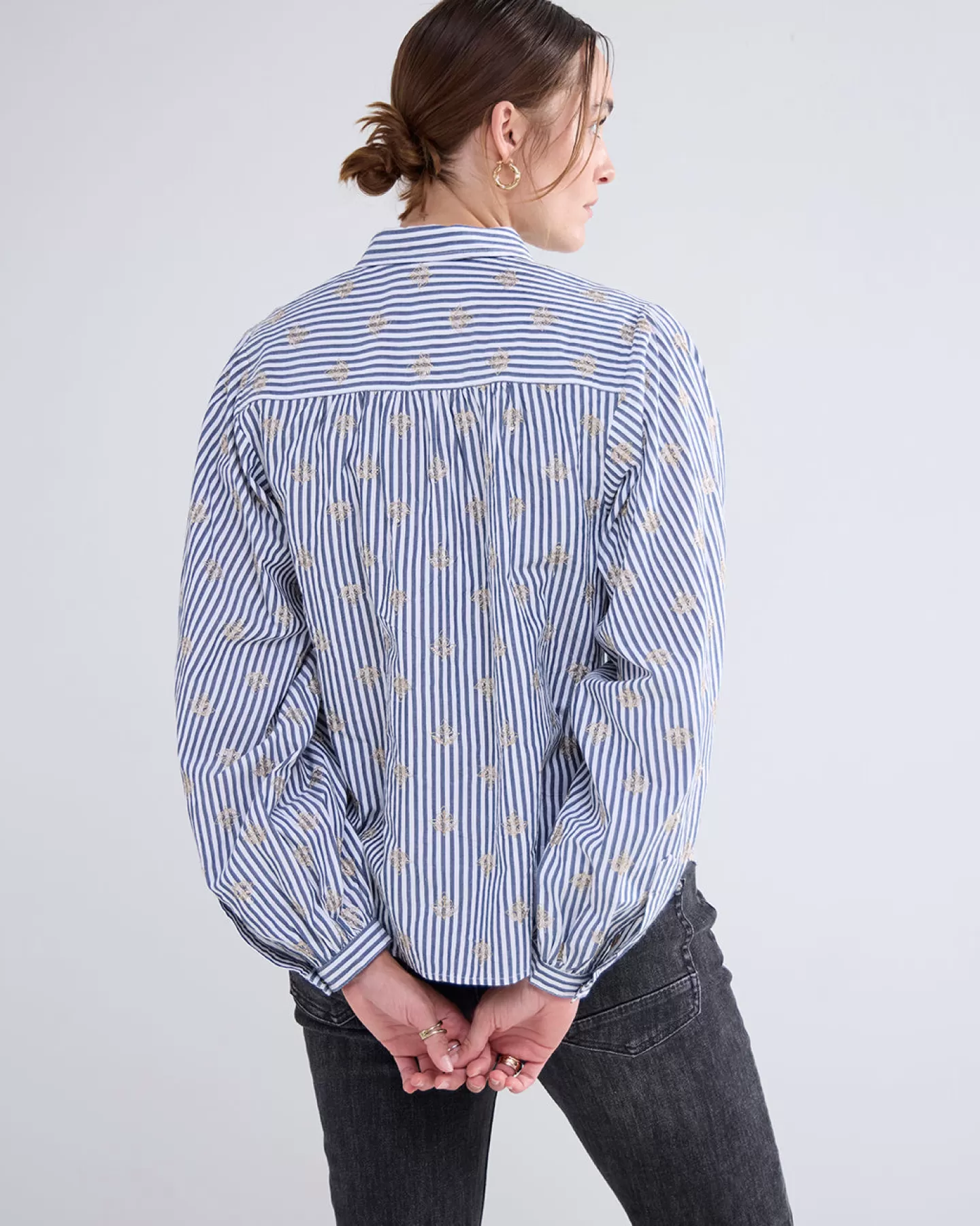 Blouses>Summum Metallic Bloemen Blouse Grijs