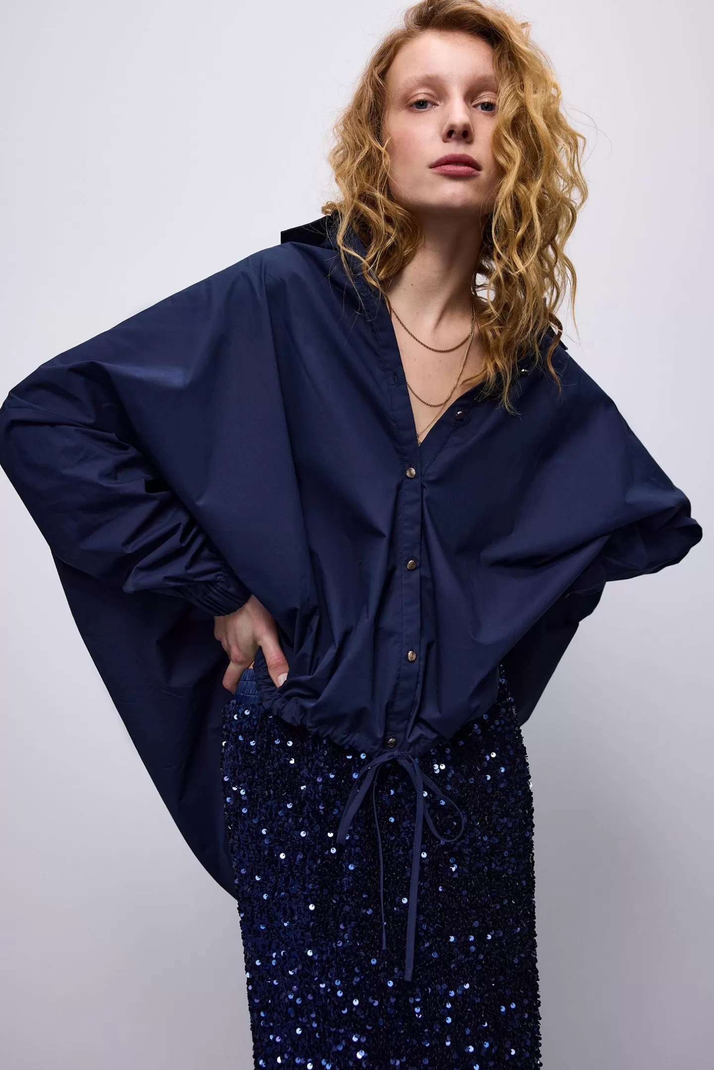 Blouses>Summum Oversized Katoenen Blouse Blauw
