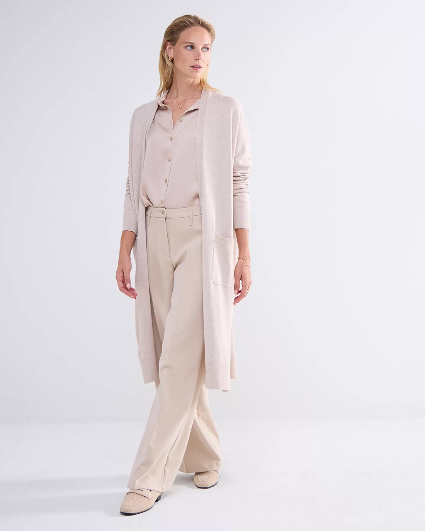 Truien & Vesten>Summum Oversized Lang Vest Crème