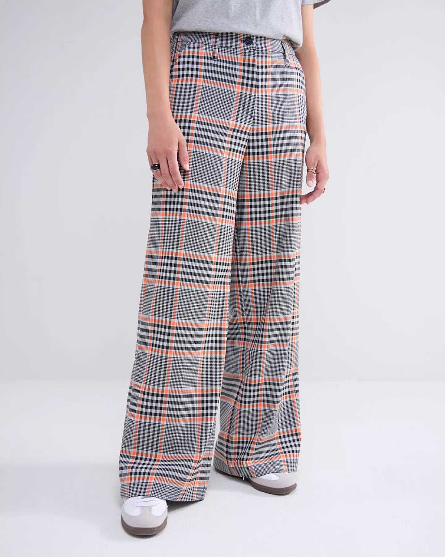 Broeken & Jumpsuits>Summum Ruitjesbroek Met Wijde Pijp Multicolor