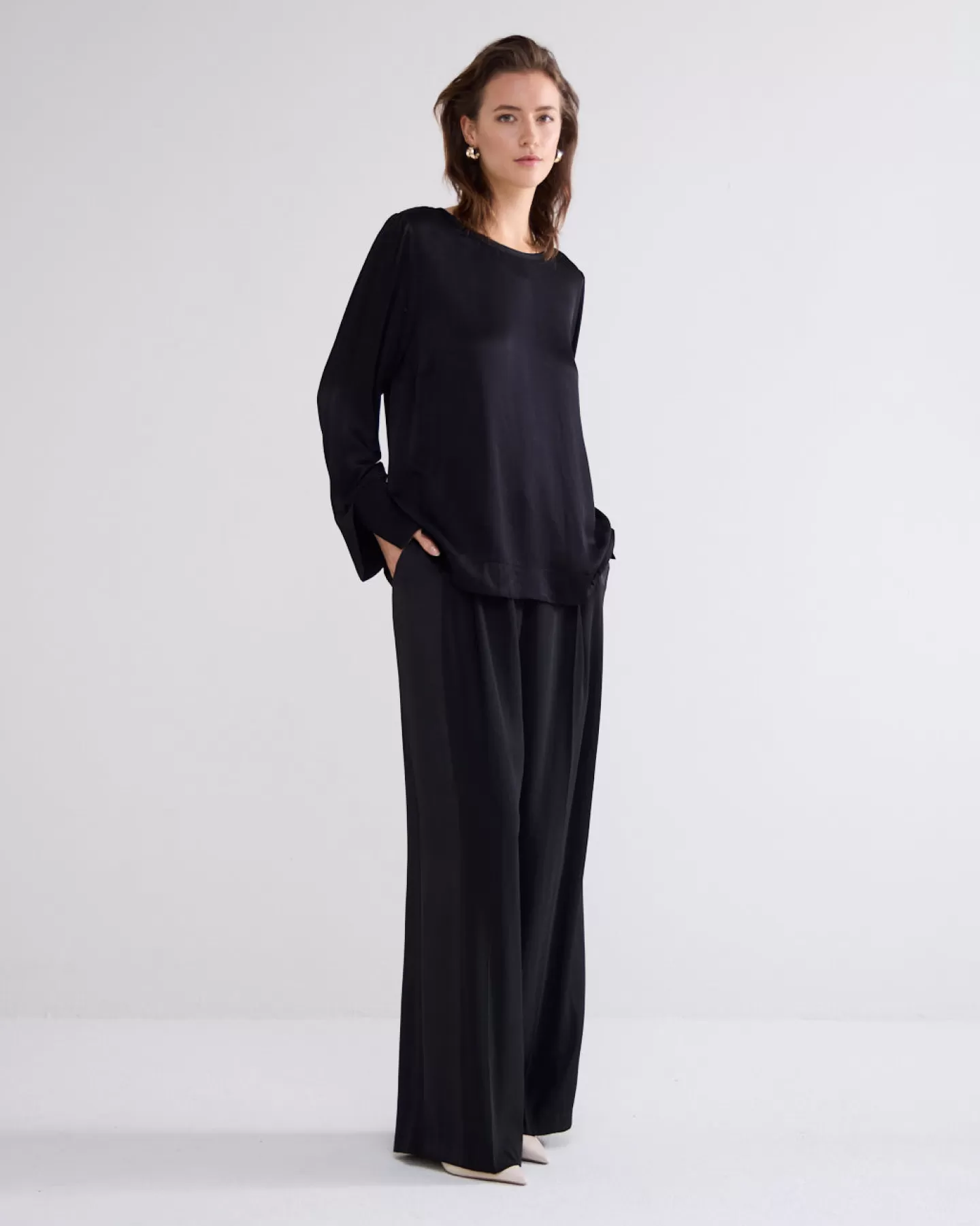 Blouses>Summum Slanke Top Met Glans Zwart