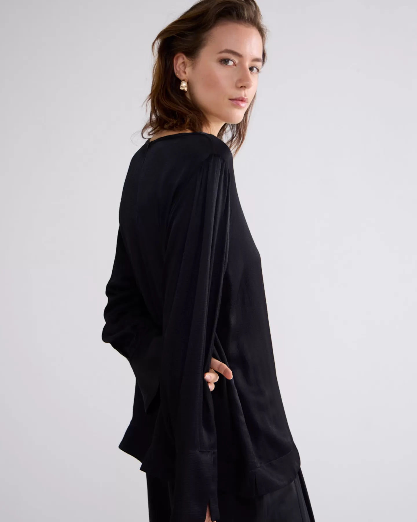 Blouses>Summum Slanke Top Met Glans Zwart