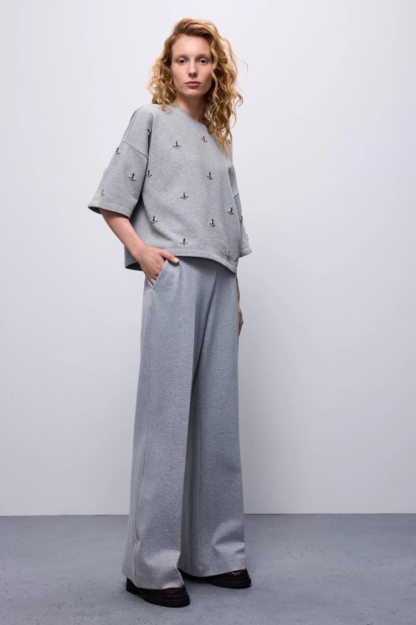 Truien & Vesten>Summum Sweat-top Met Strass Grijs