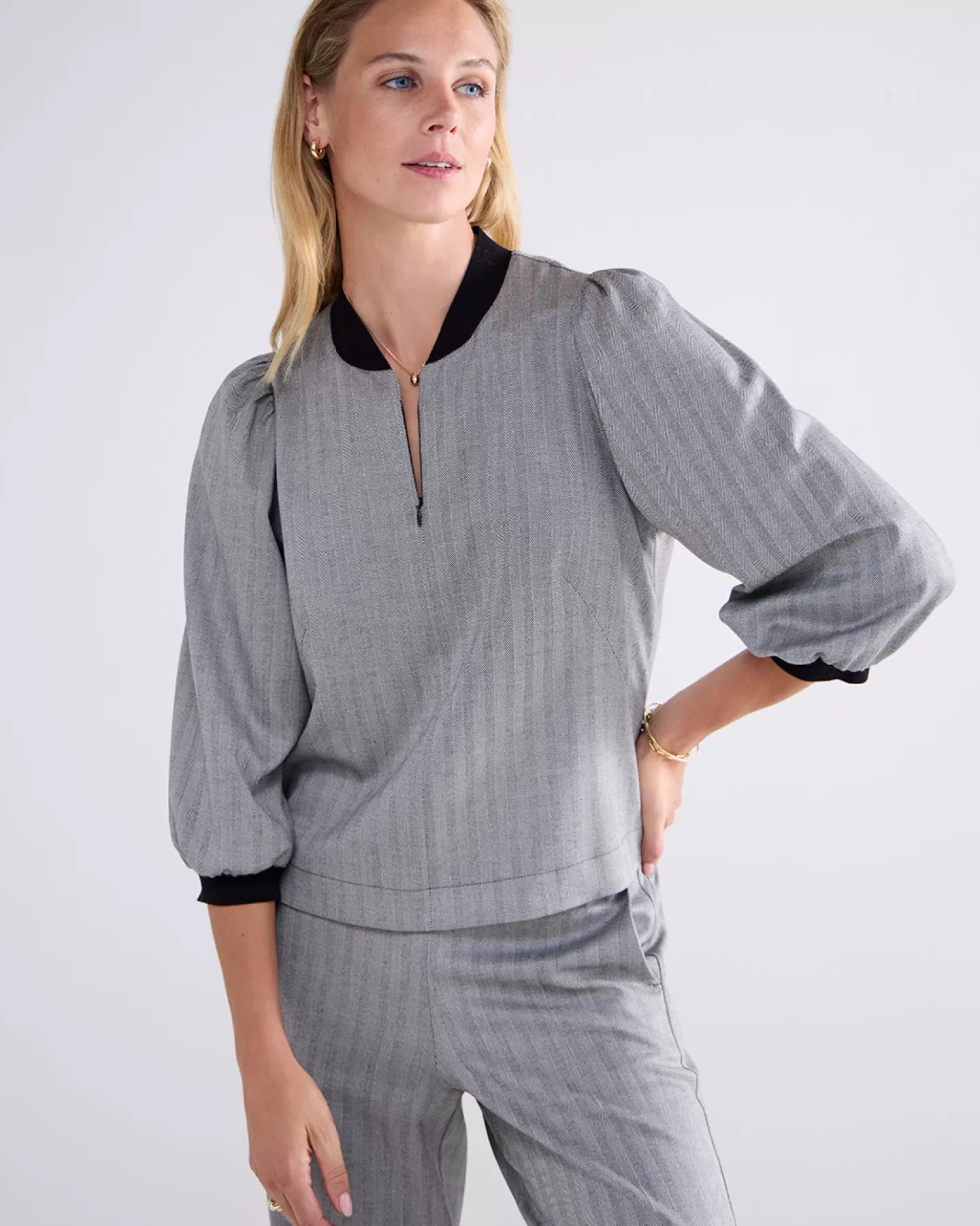 Blouses>Summum Top Met Pofmouwen Zwart