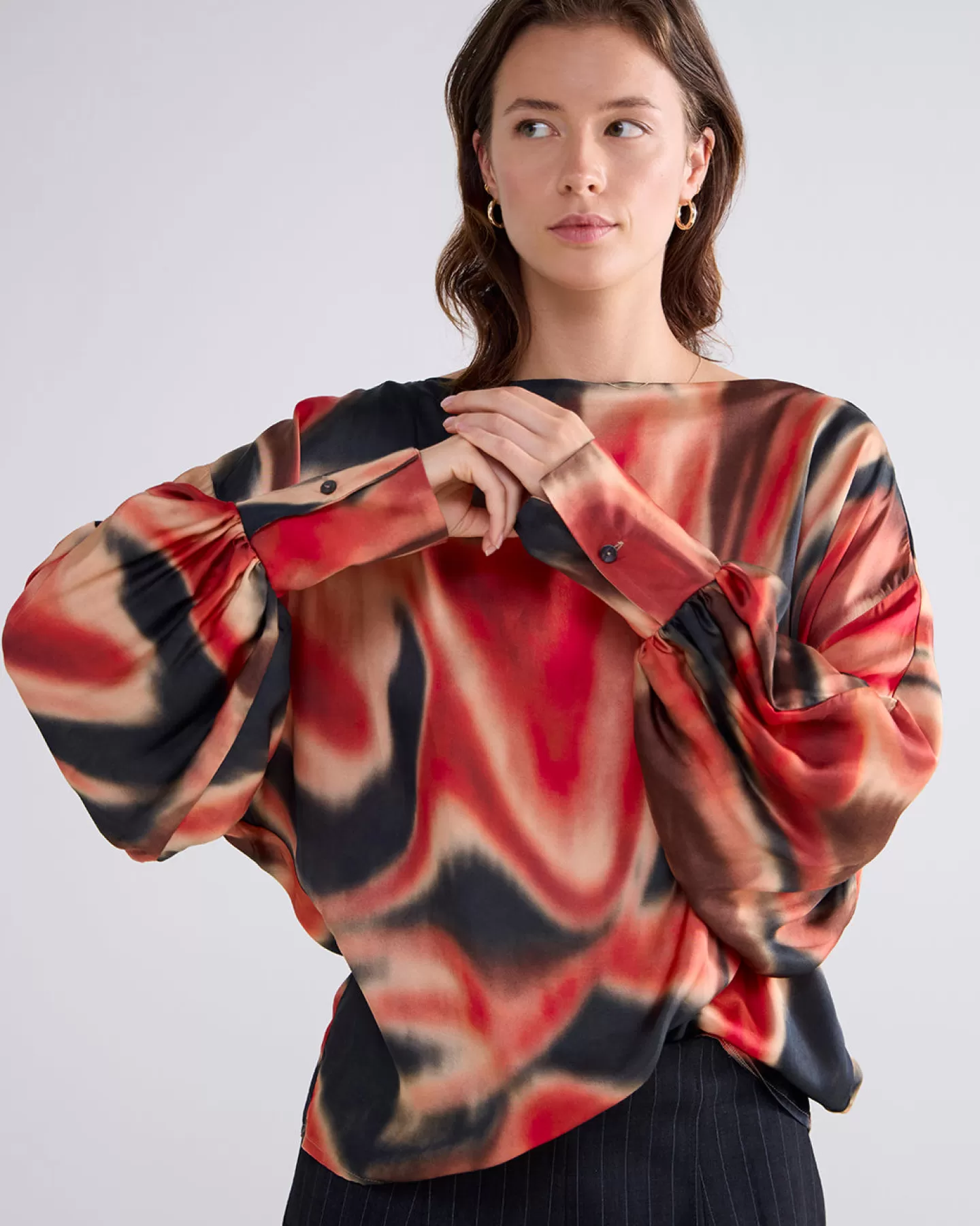 Blouses>Summum Top Met Smalle Boothals Multicolor