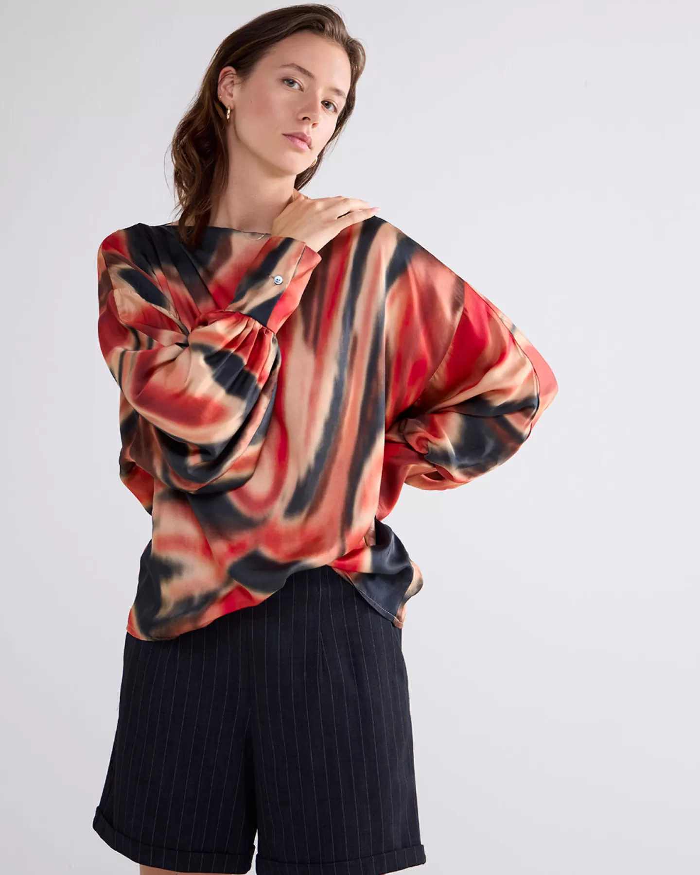 Blouses>Summum Top Met Smalle Boothals Multicolor