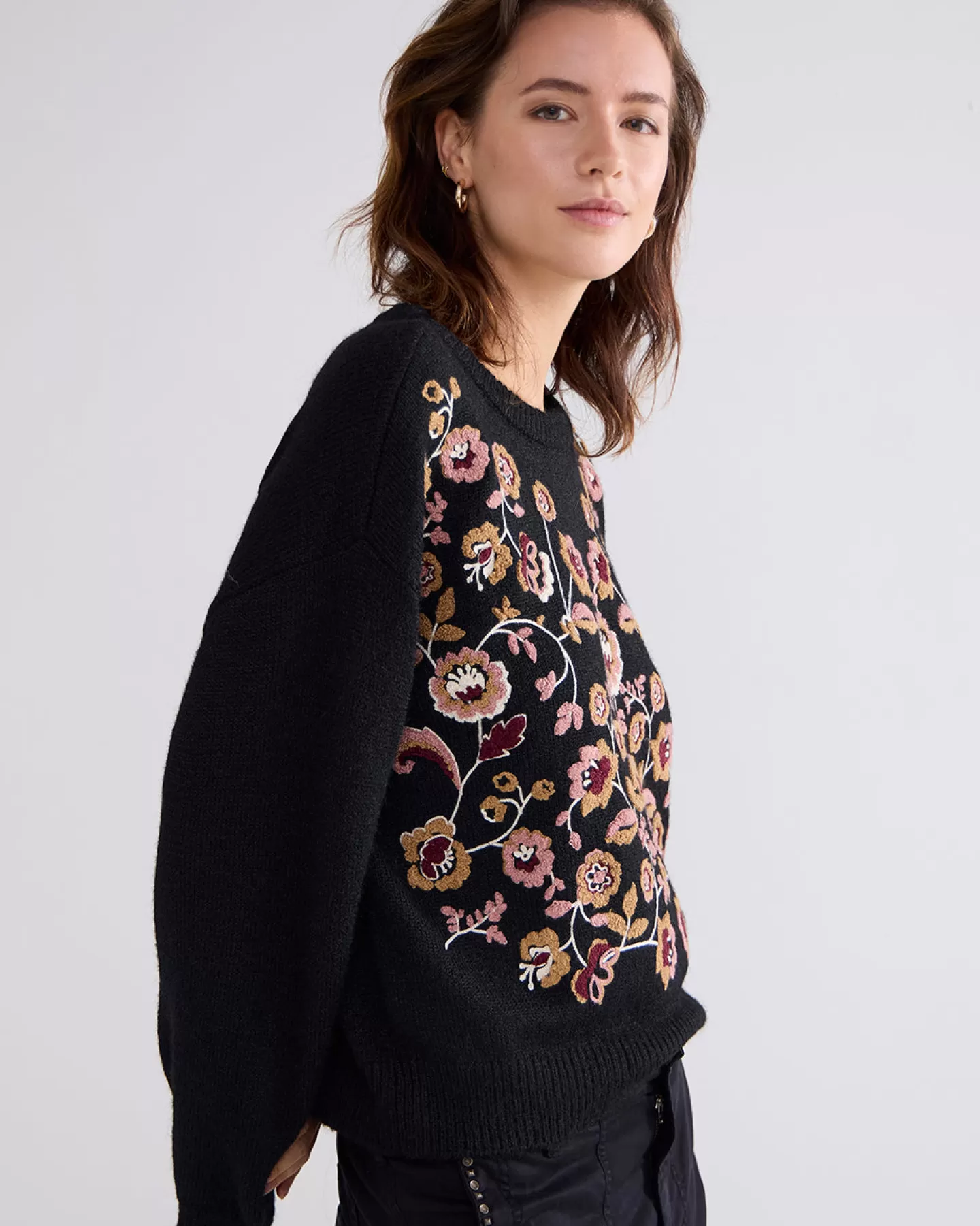 Truien & Vesten>Summum Trui Met Bloemen Zwart