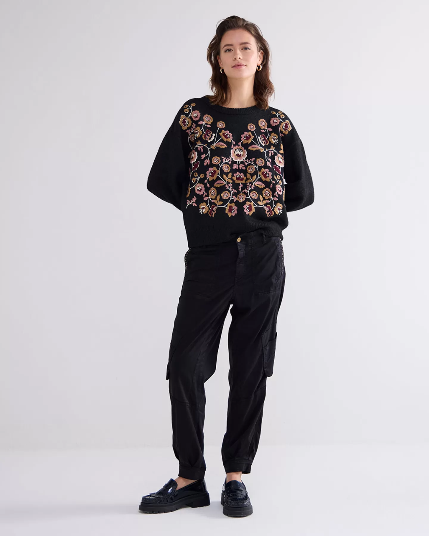 Truien & Vesten>Summum Trui Met Bloemen Zwart