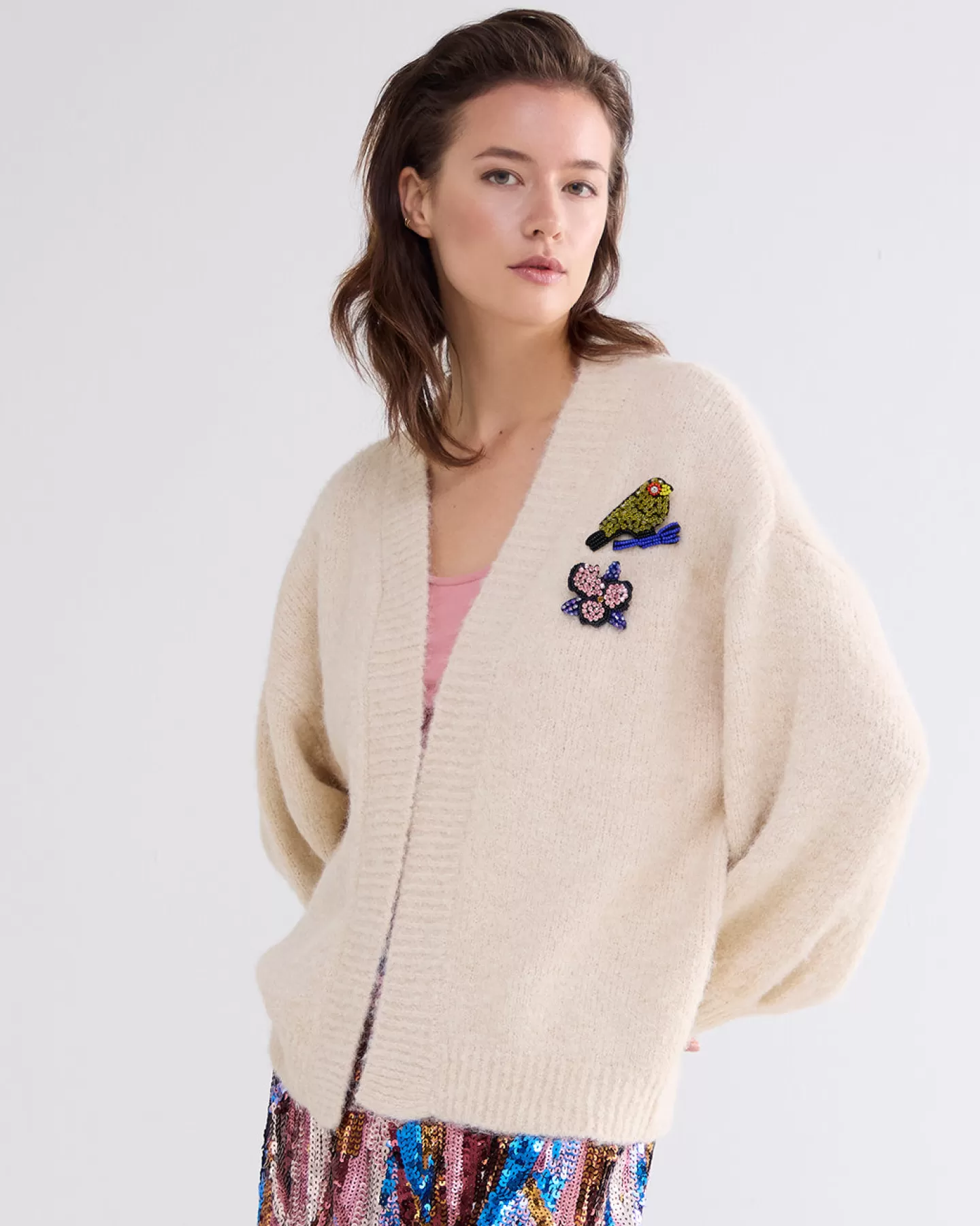 Truien & Vesten>Summum Vest Met Broches Crème