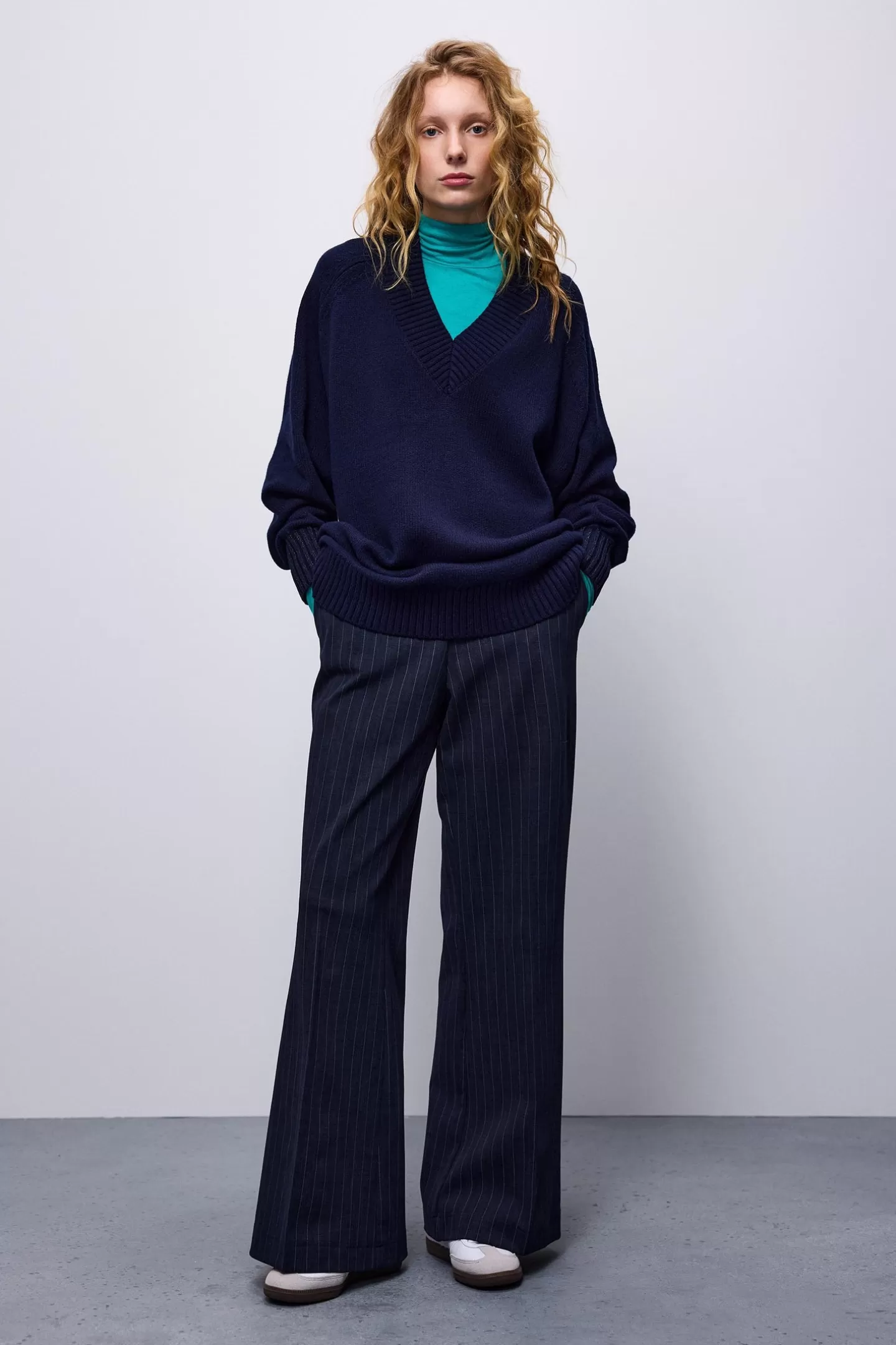 Truien & Vesten>Summum V-hals Sweater Met Lurex Blauw