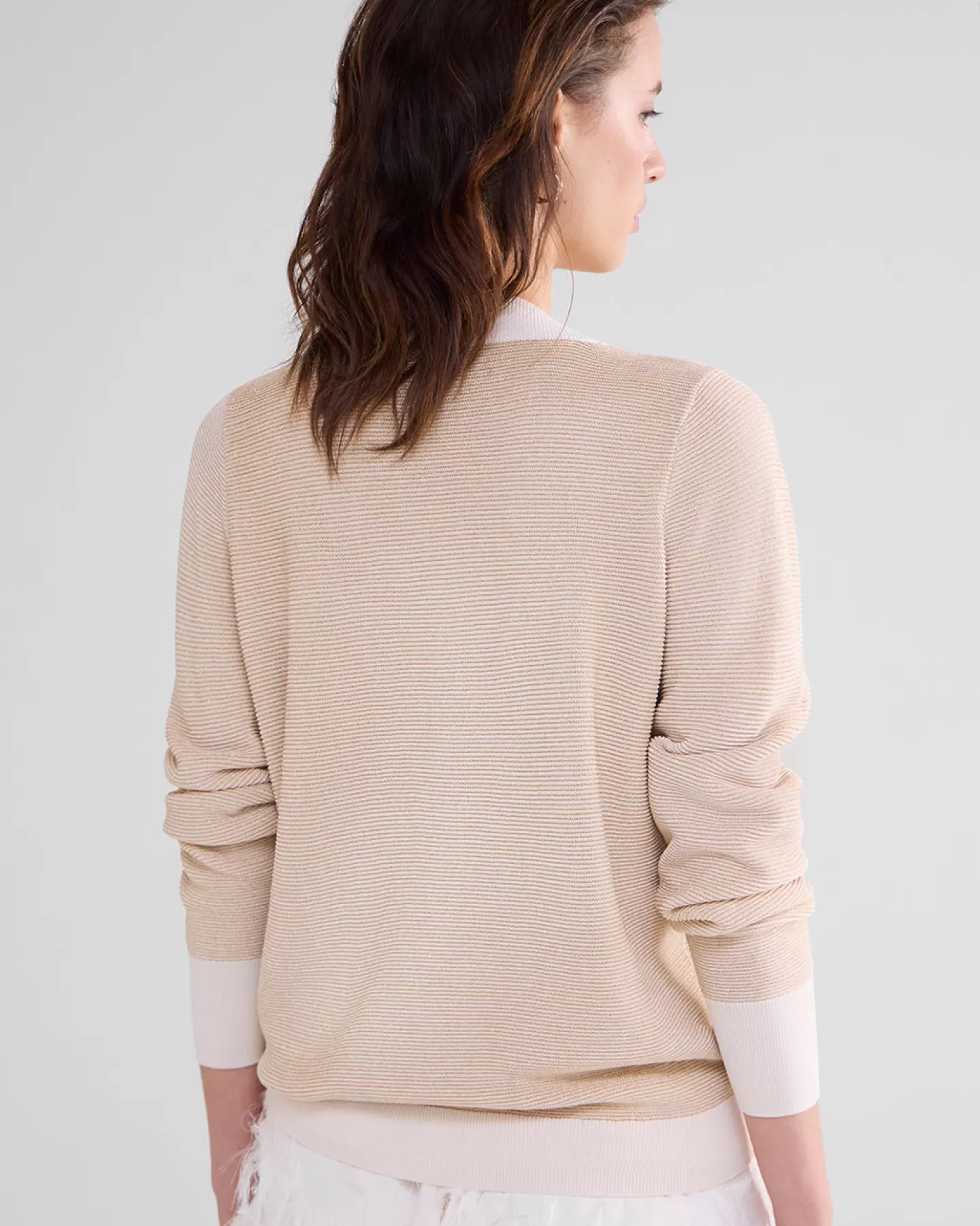 Truien & Vesten>Summum V-hals Trui Met Lurex Crème