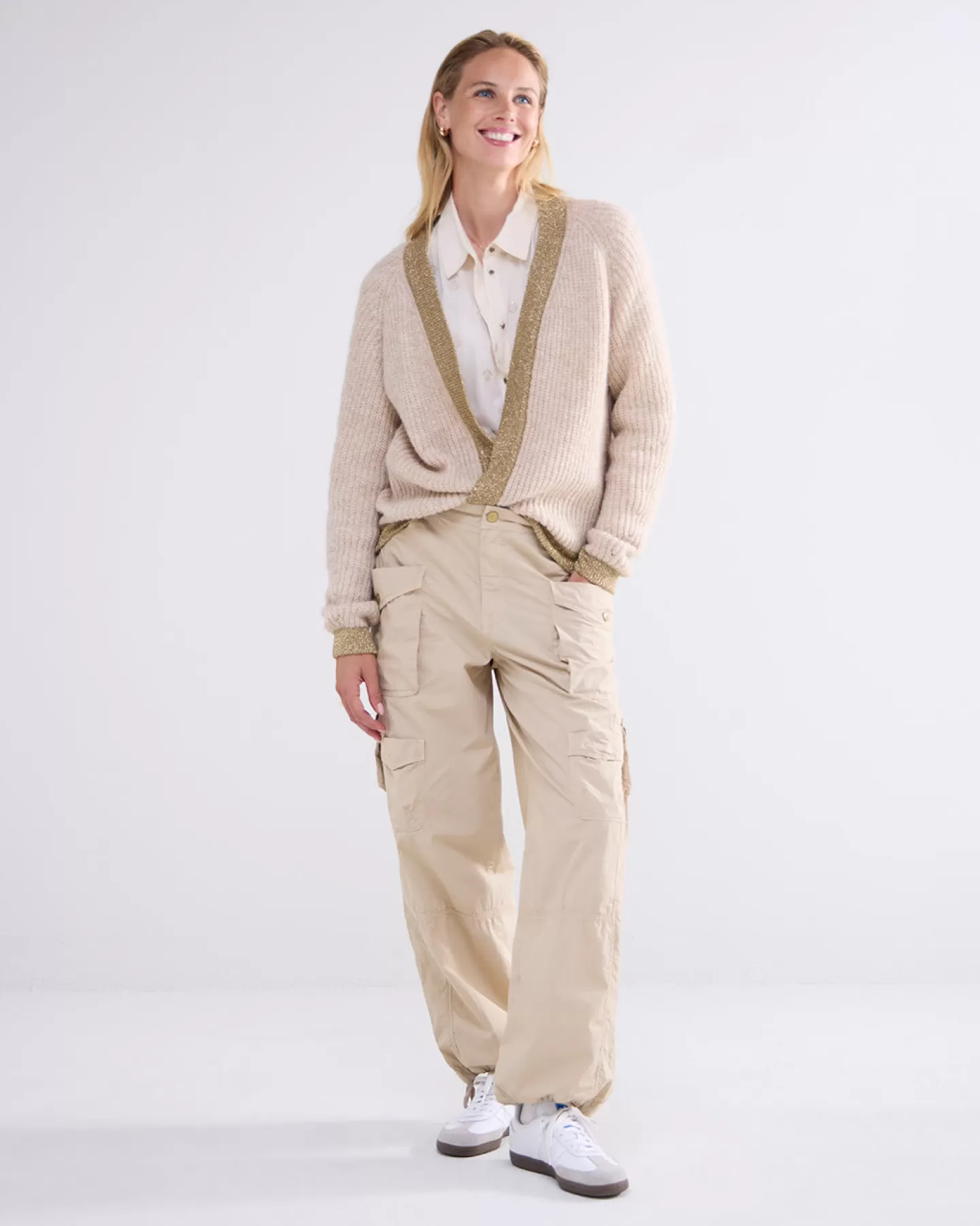 Truien & Vesten>Summum Zacht Vest Met Lurex Crème
