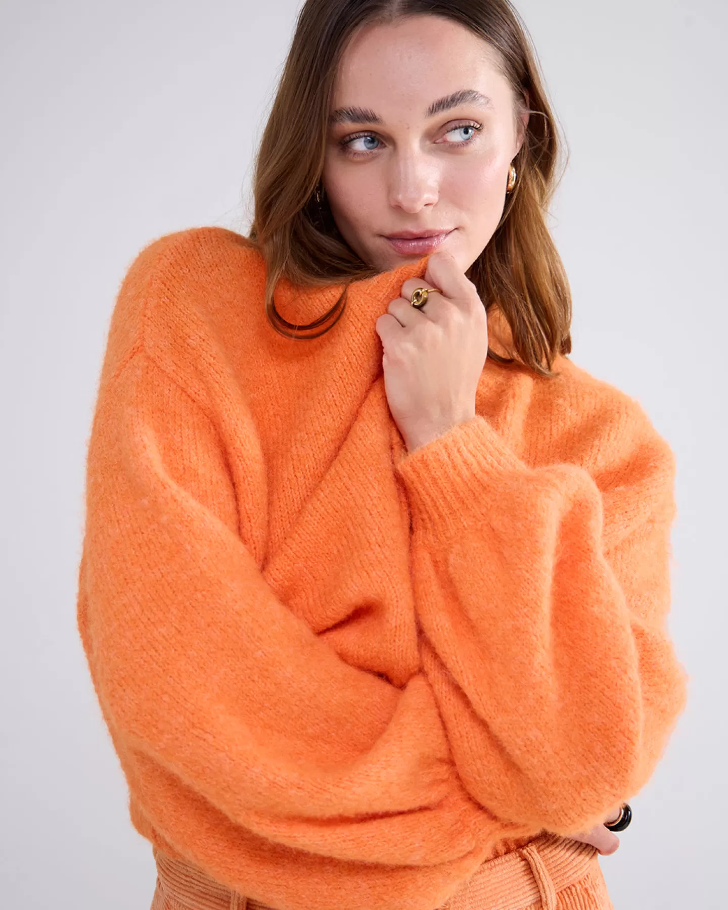 Truien & Vesten>Summum Zacht Vest Met Pofmouwen Oranje