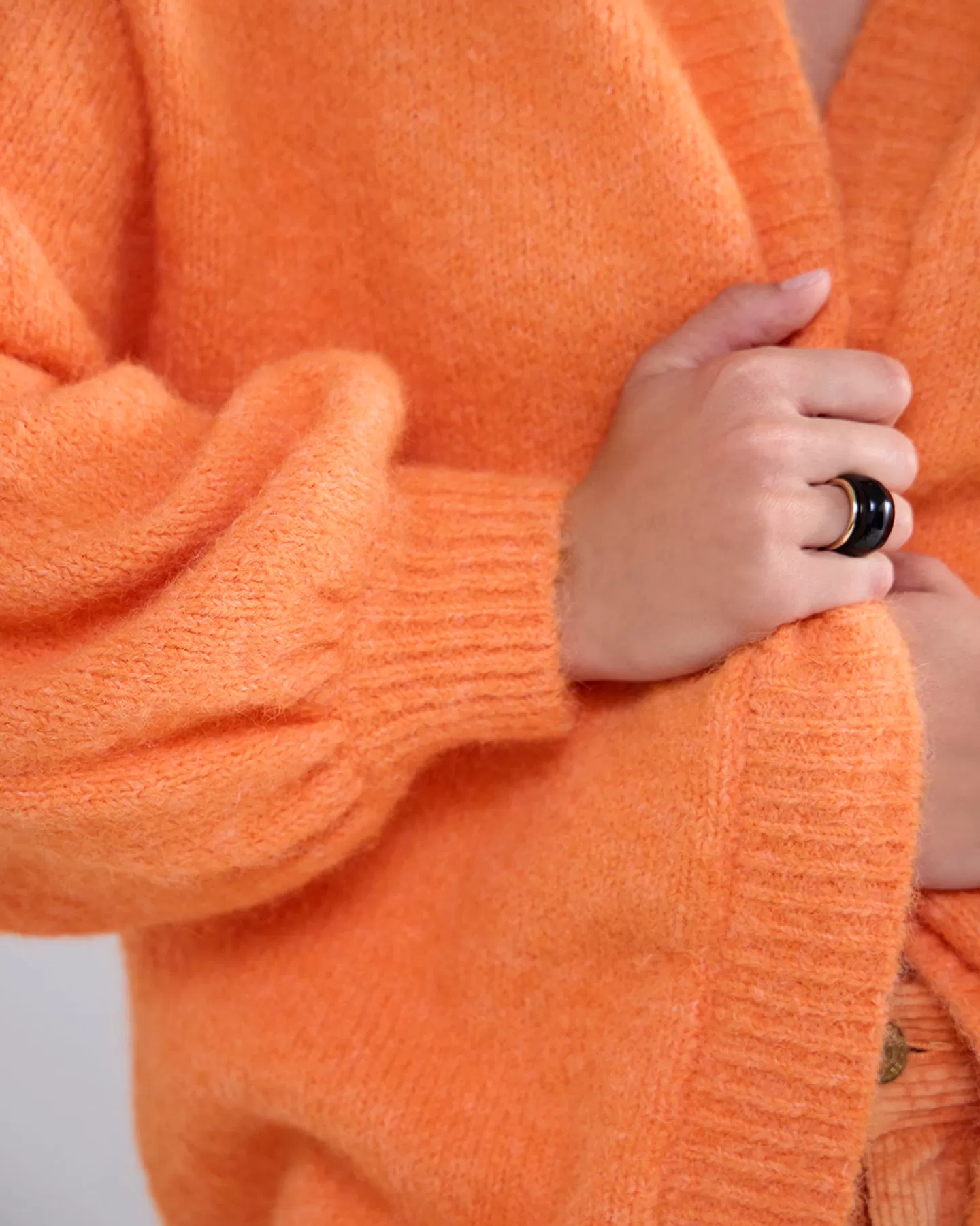 Truien & Vesten>Summum Zacht Vest Met Pofmouwen Oranje